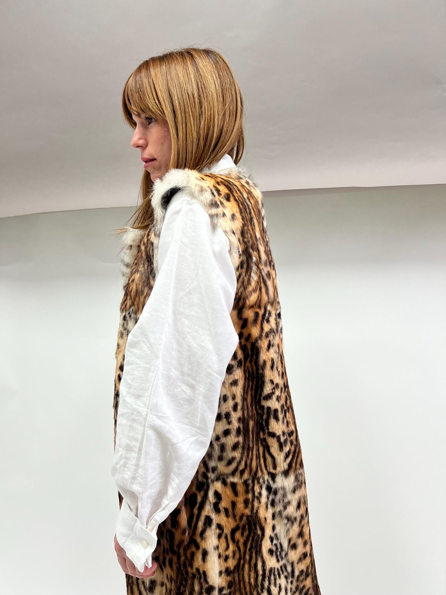 Leopard Print Rabbit Fur Vest - Edgy Style Jacket