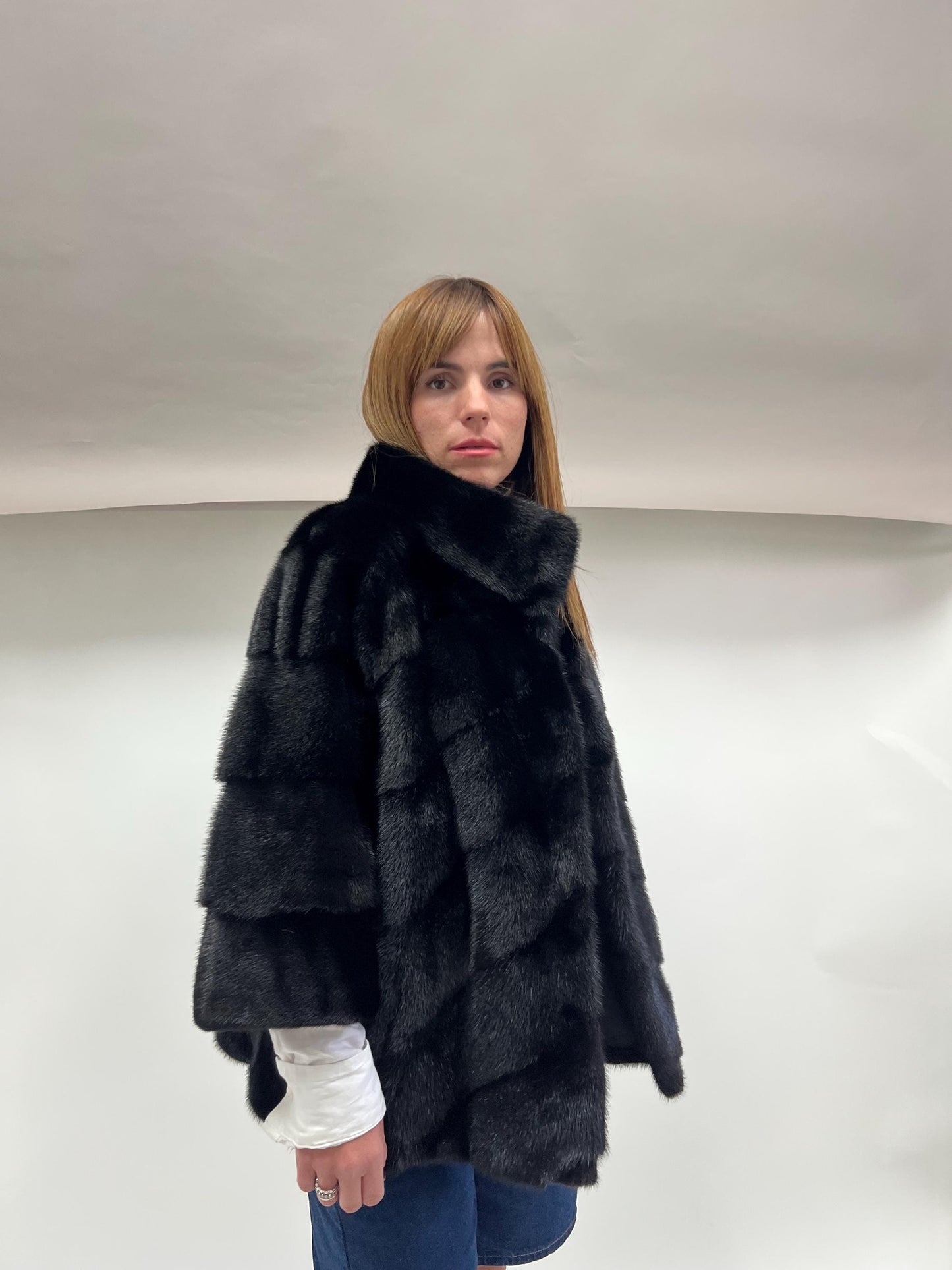 Real Black Mink Fur Coat - Copenhagen Pelt, Lightweight