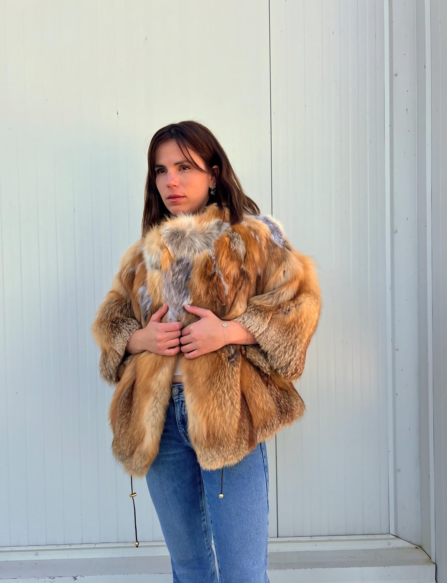 Handmade Red Fox Fur Jacket: Soft, Lightweight, with Collar