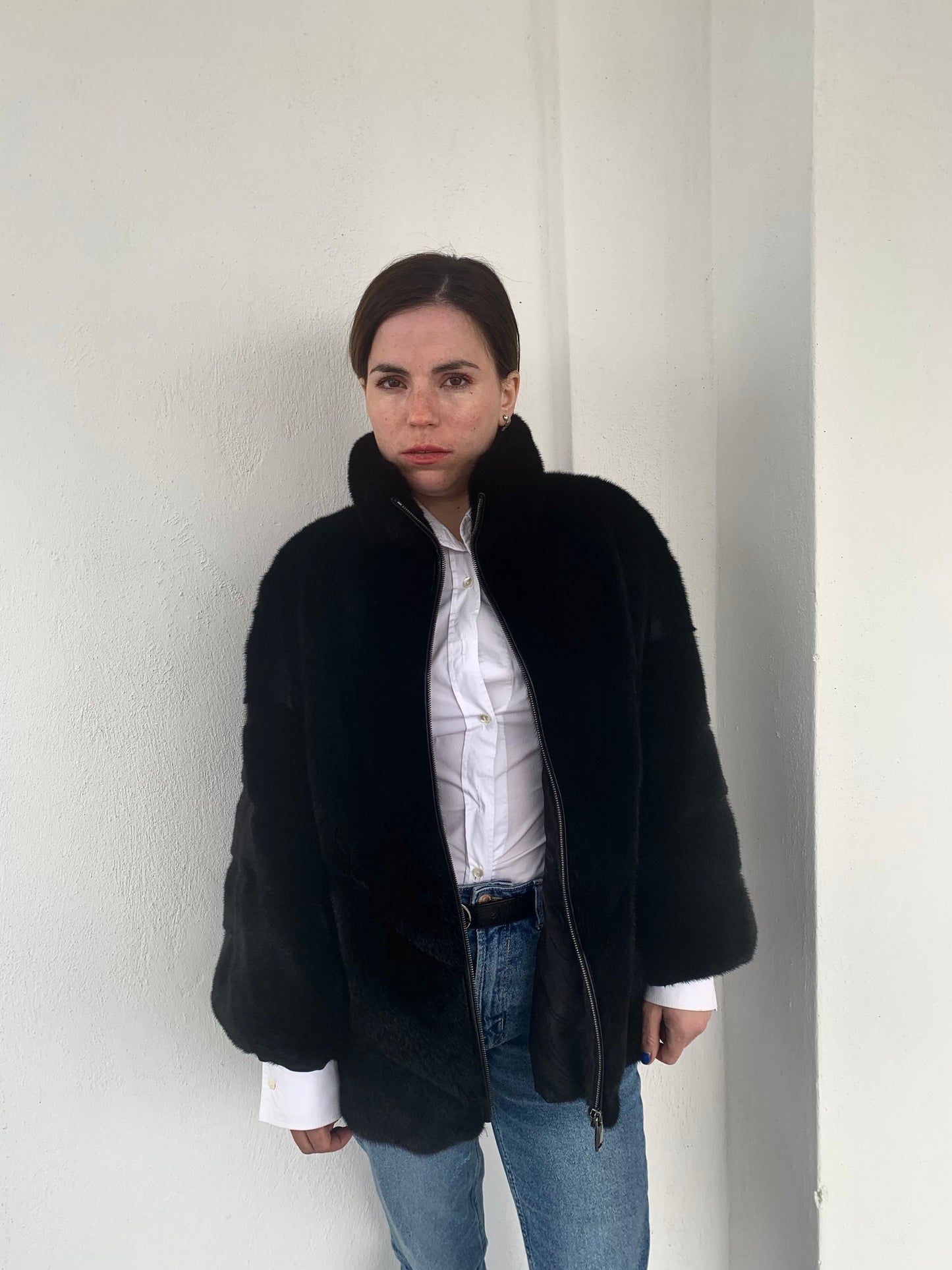 Handmade Black Mink Fur Cape: Oversized Luxury Jacket
