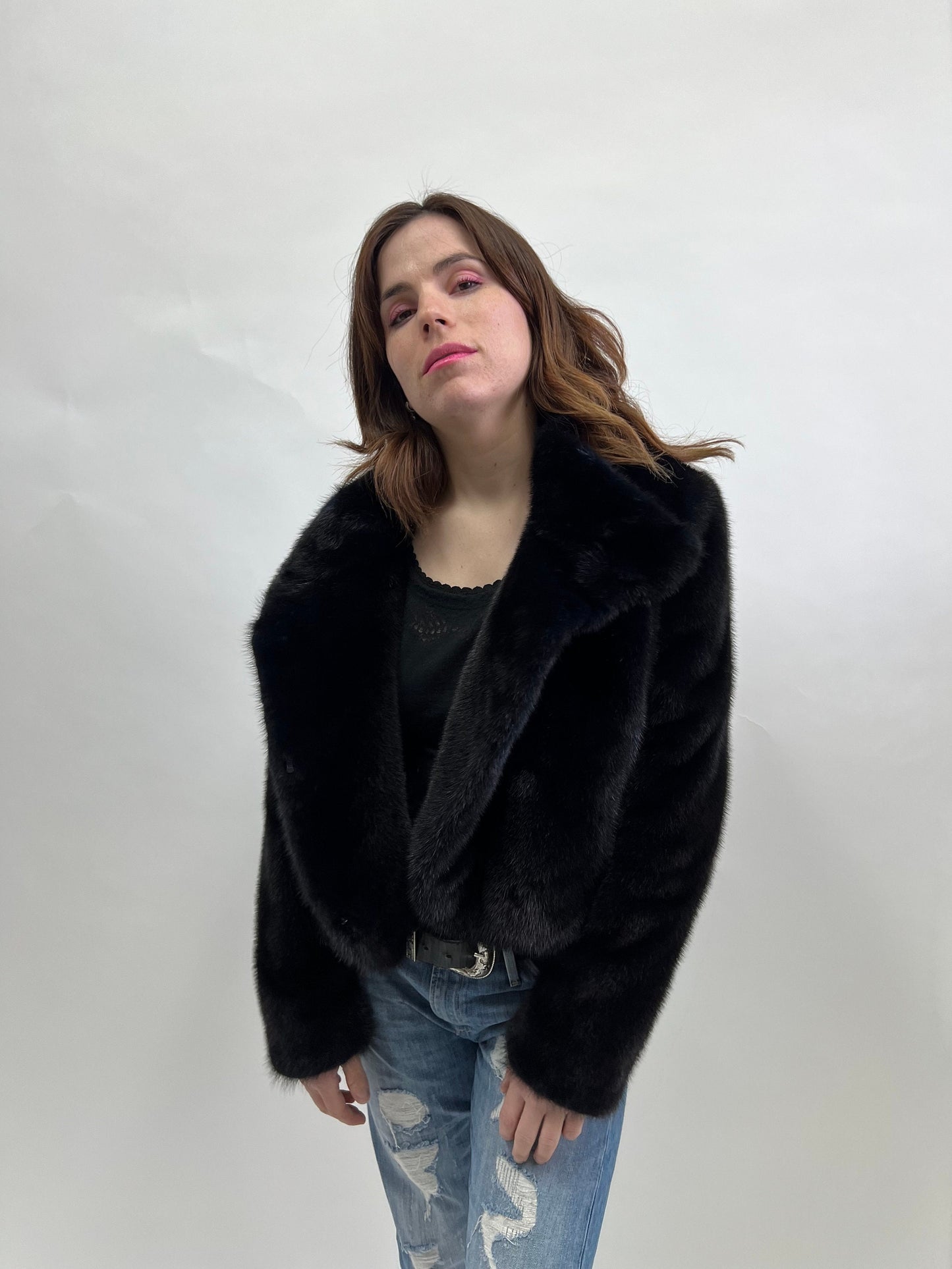 Mink Fur Bolero Jacket: Midnight Blue Copenhagen Fur, Size Small