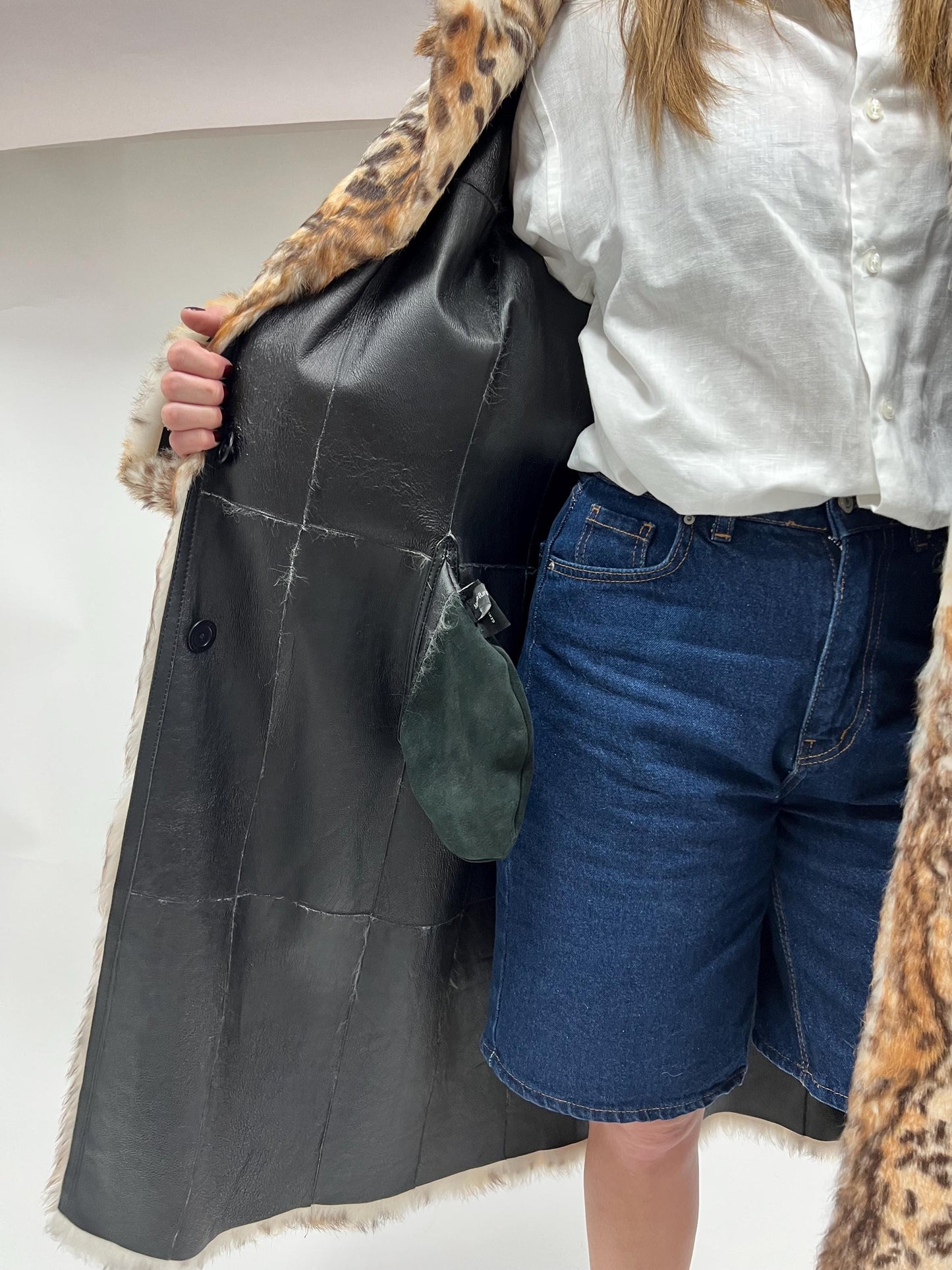Reversible Rabbit Fur Coat: Brown Leopard Print Jacket