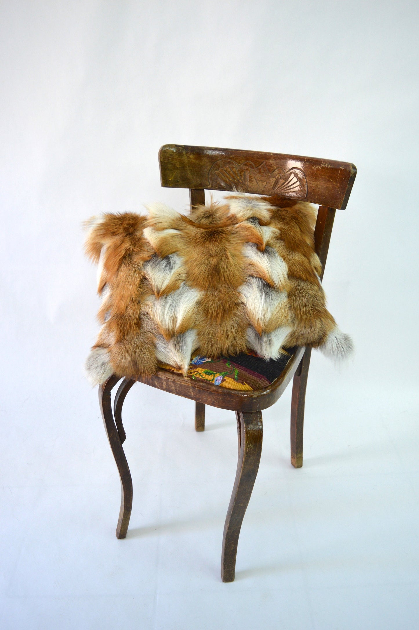 Red Fox Fur Pillow Cover: Canadian Fur Armchair Cushion