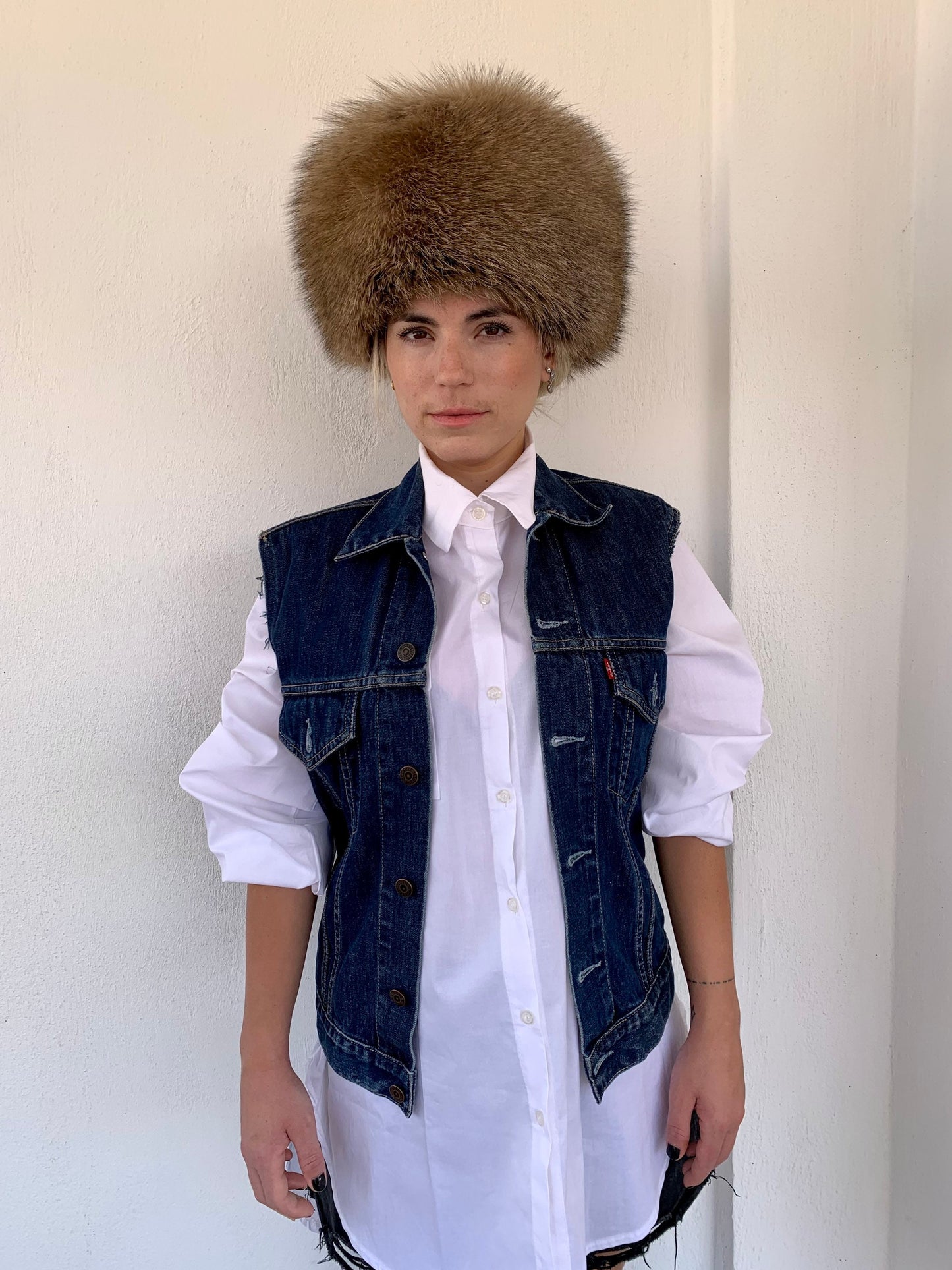 Real Camel Fox Fur Cossack Hat, Saga Assured, Padded Winter Hat