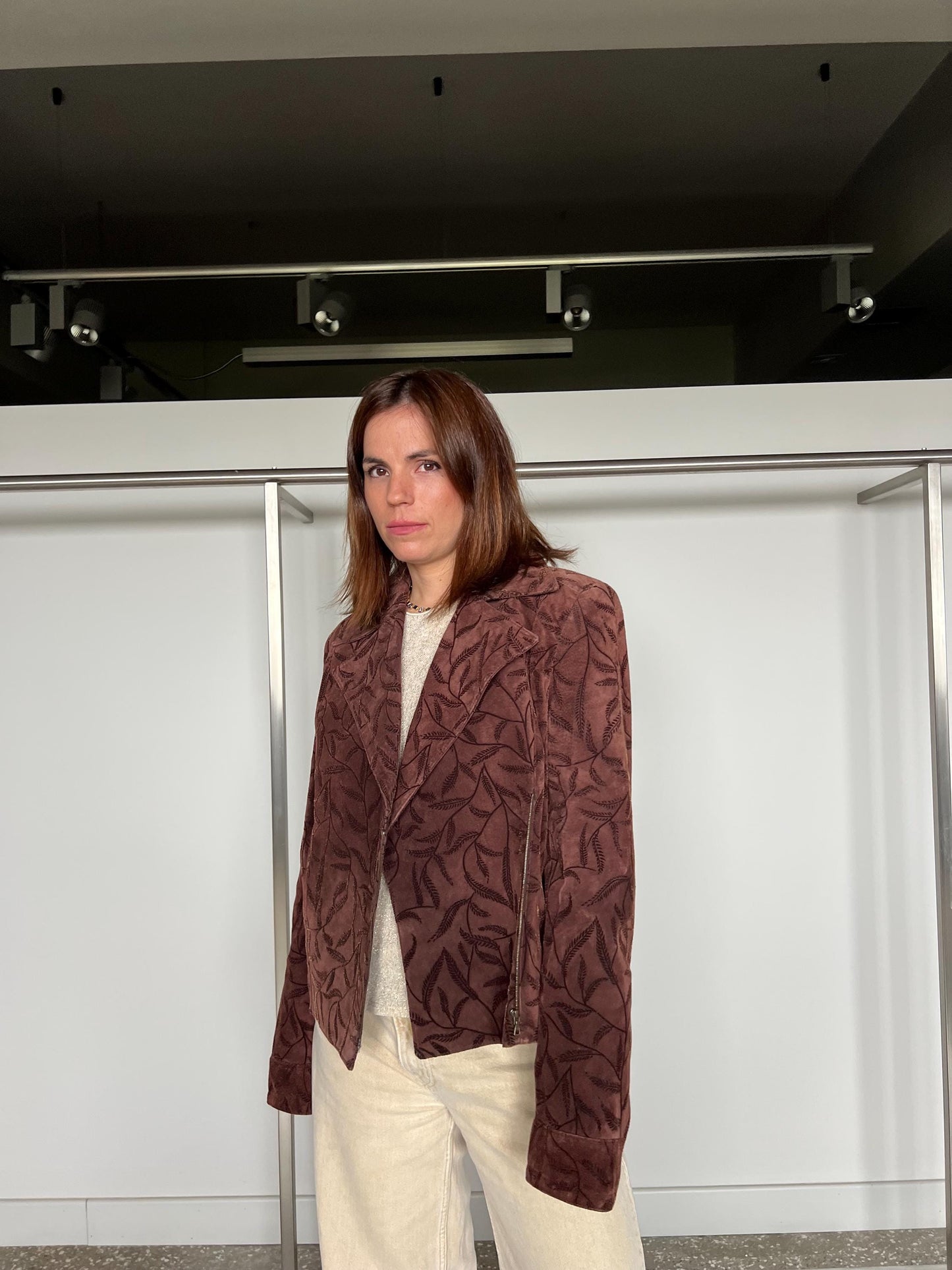 Brocade Suede Lamb Leather Blazer - Handmade In Greece