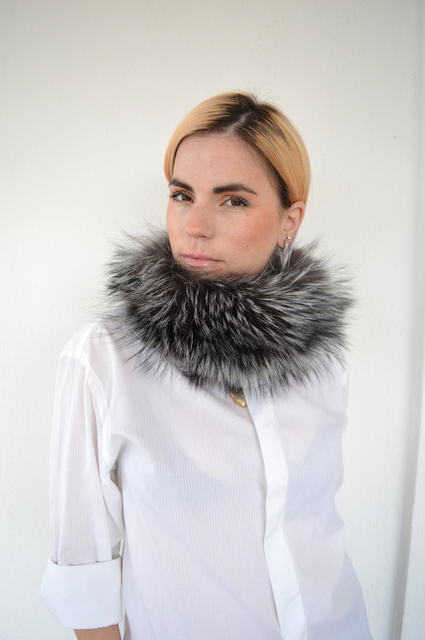 Real Fox Fur Headband Collar: Elastic Winter Loop Scarf