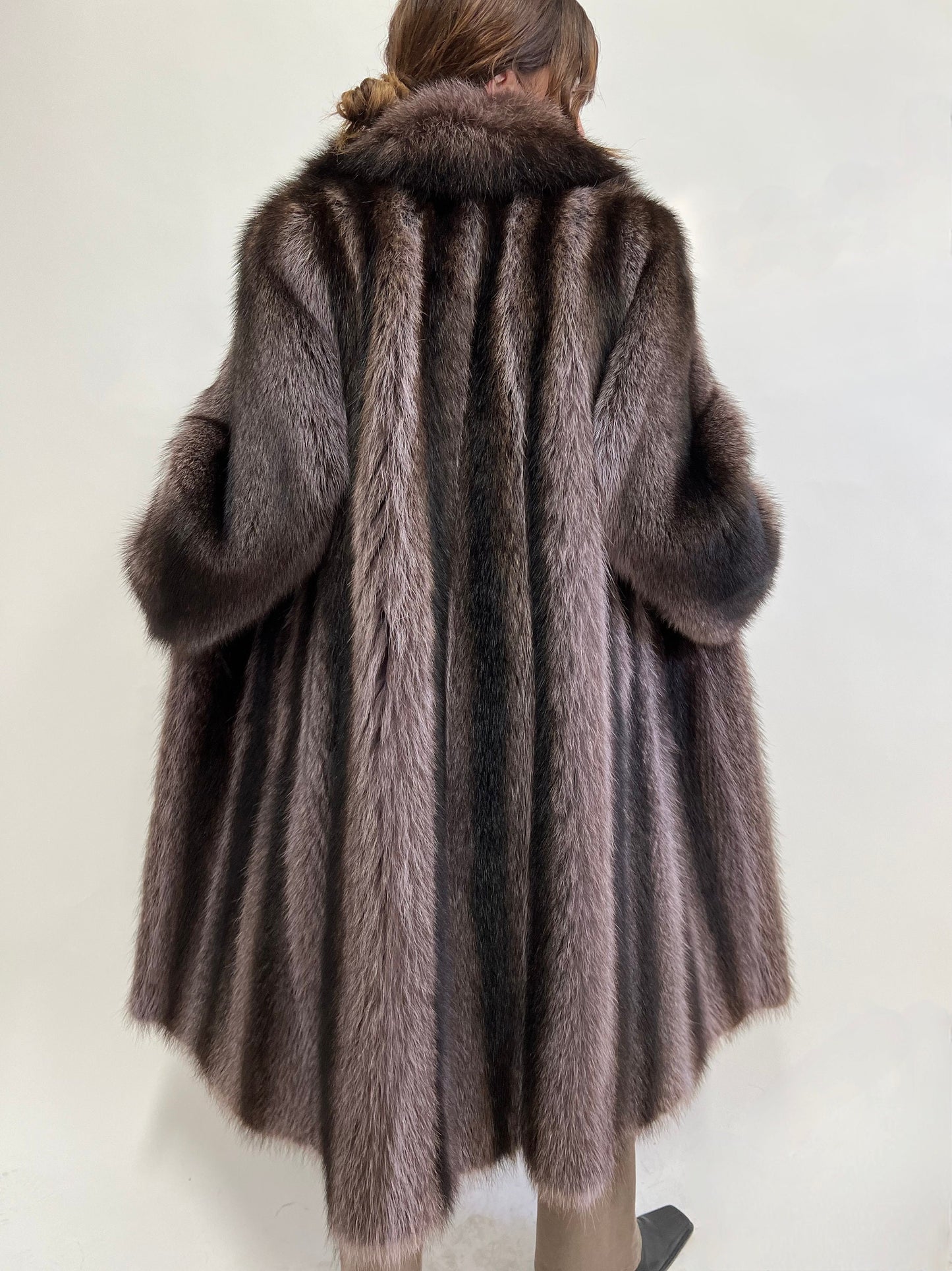 Real Grey Raccoon Fur Coat: Full Length Godet, Plus Size