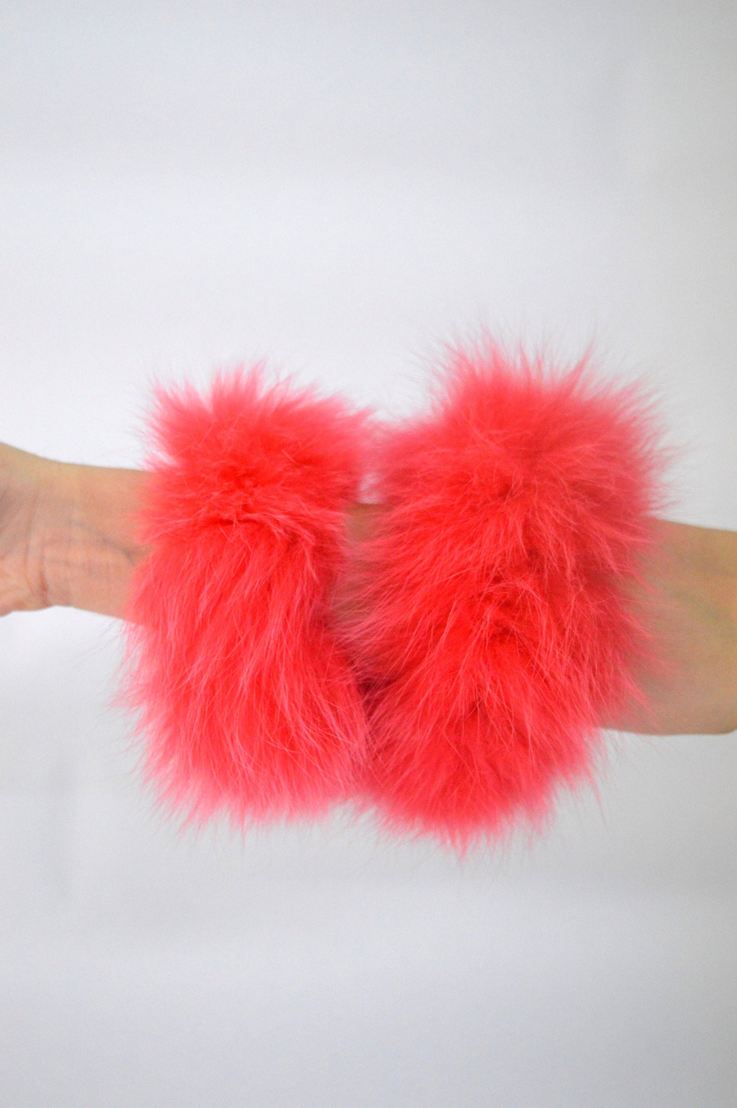 Real Fox Fur Scrunchie: Coral Hair Elastic Bangle