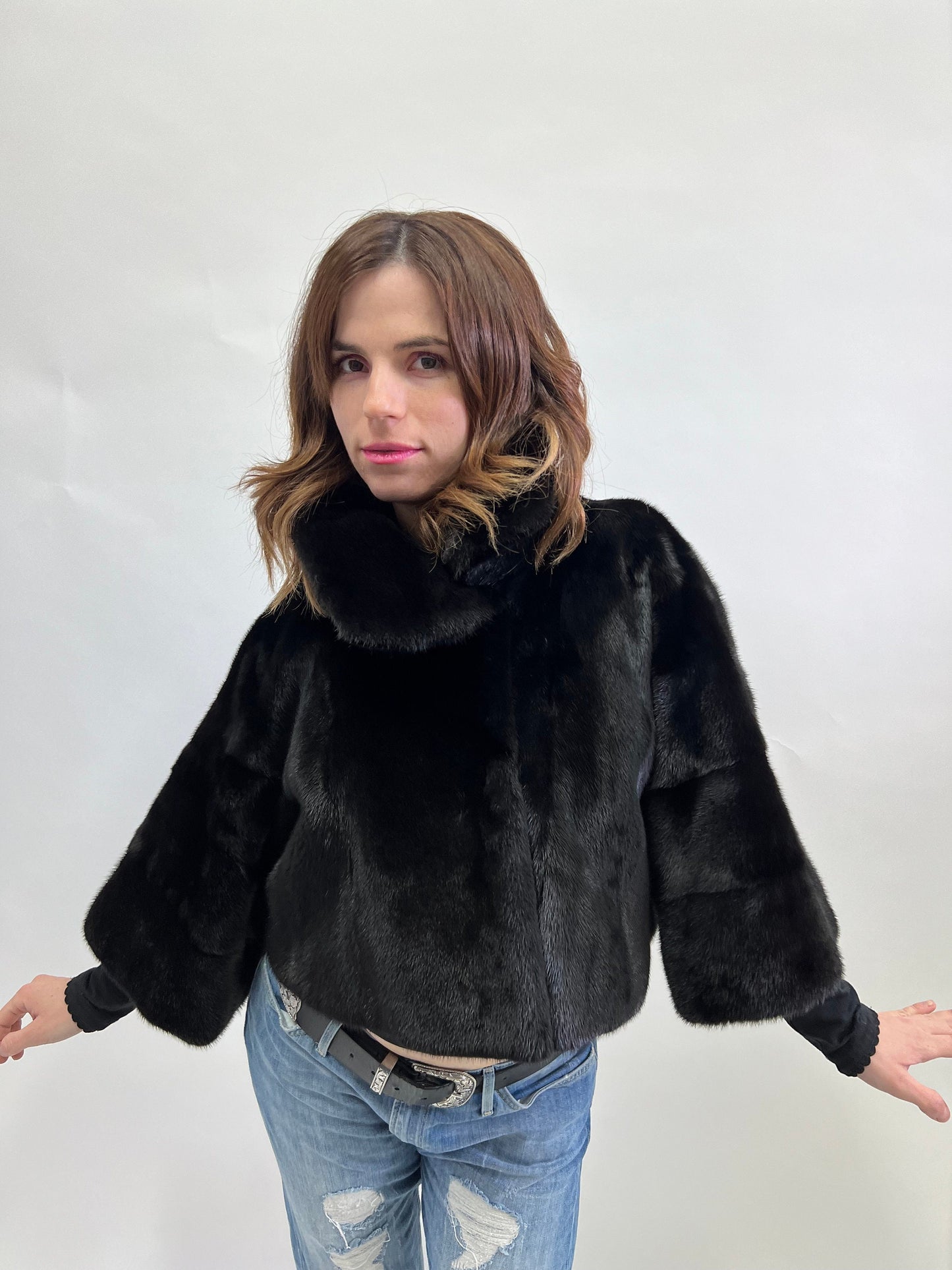 Saga Demi Buff Mink Fur Bolero Jacket - XS/S/M
