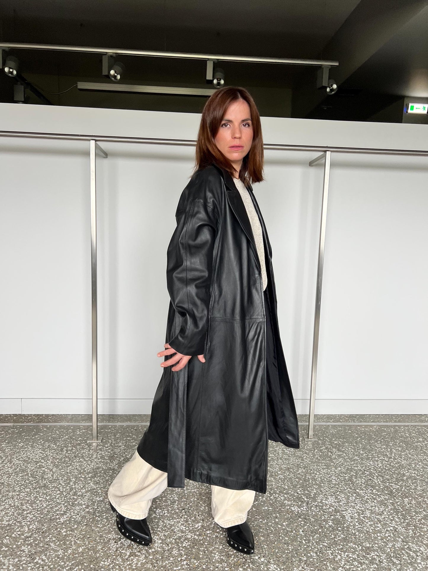 Handmade Black Nappa Leather Coat: Full Length Belted Jacket