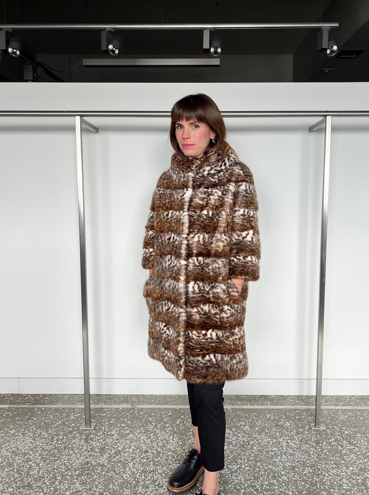 Leopard Print Rabbit Fur Coat: Reversible Dyed Jacket, Medium