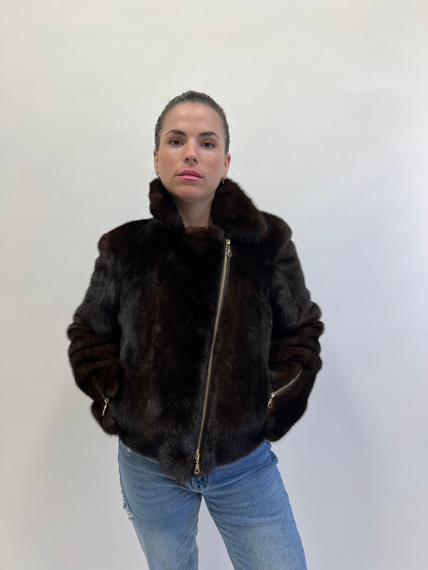 Black Mink Fur Biker Jacket: Silver Hardware, Luxury Women's Gift