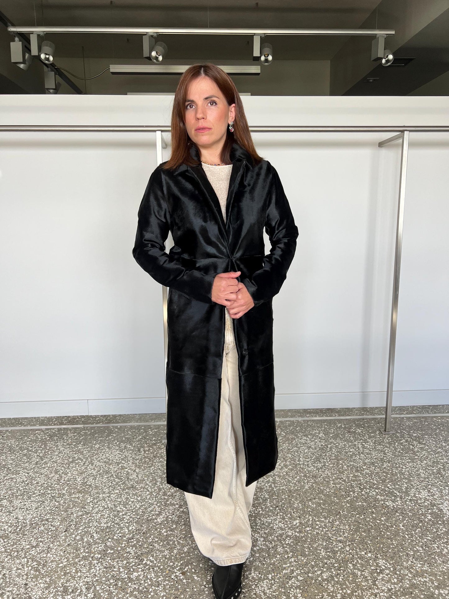 Handmade Hair-On Calf Leather Coat - Slim Fit Transitional Jacket