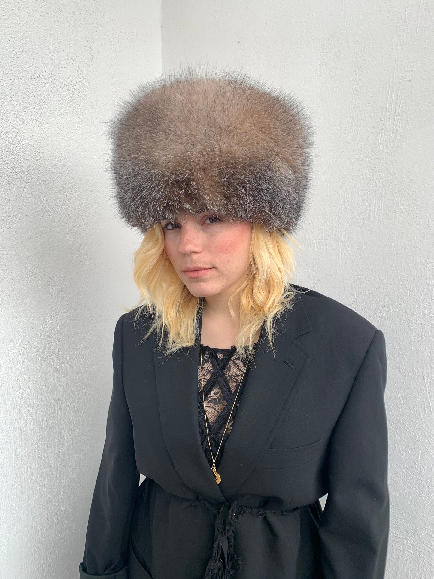 Real Fox Fur Cossack Hat: Tan Brown Winter Head Warmer