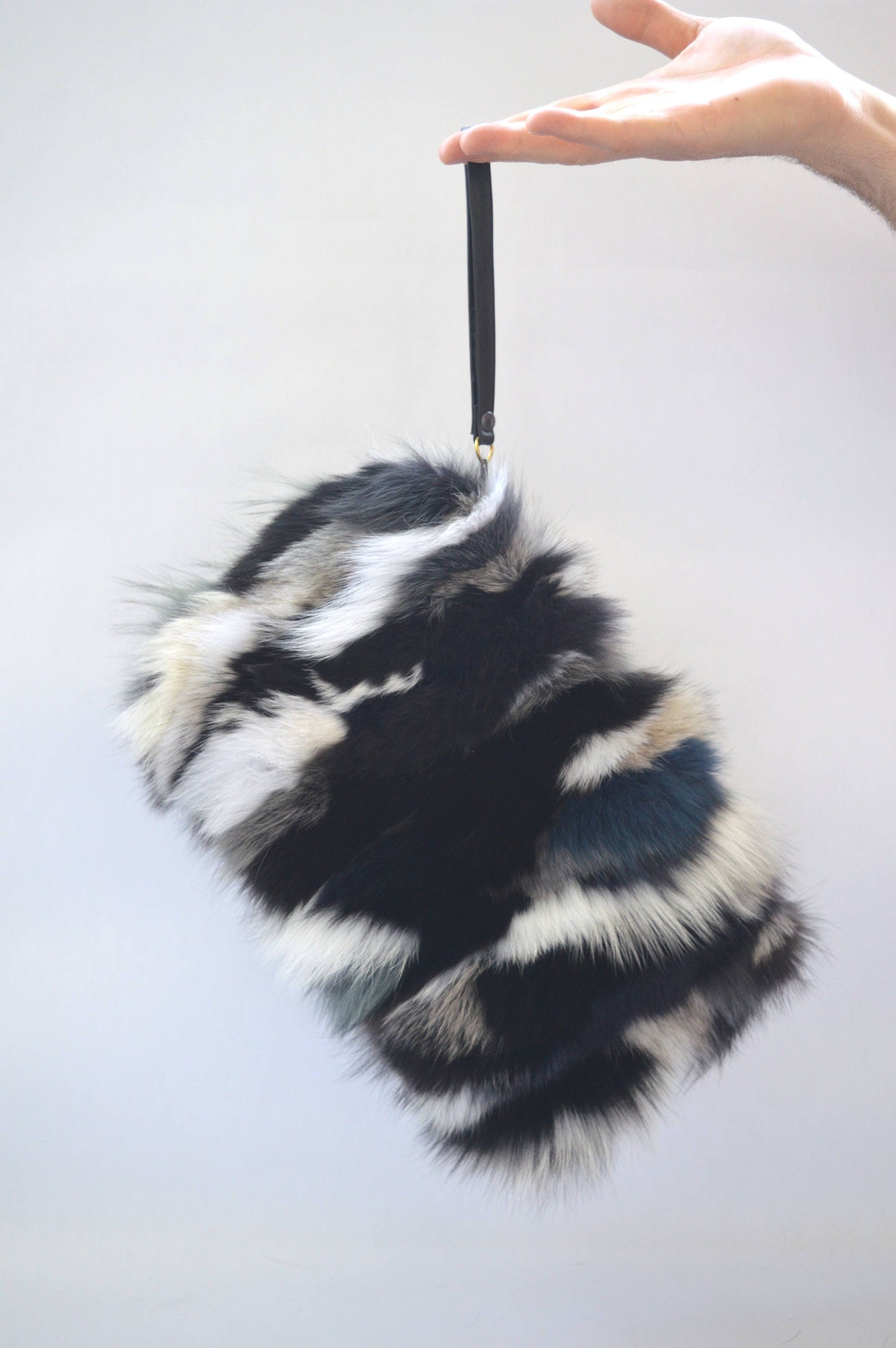 Real Fox Fur Clutch Bag: Leather Wristlet, Evening Purse