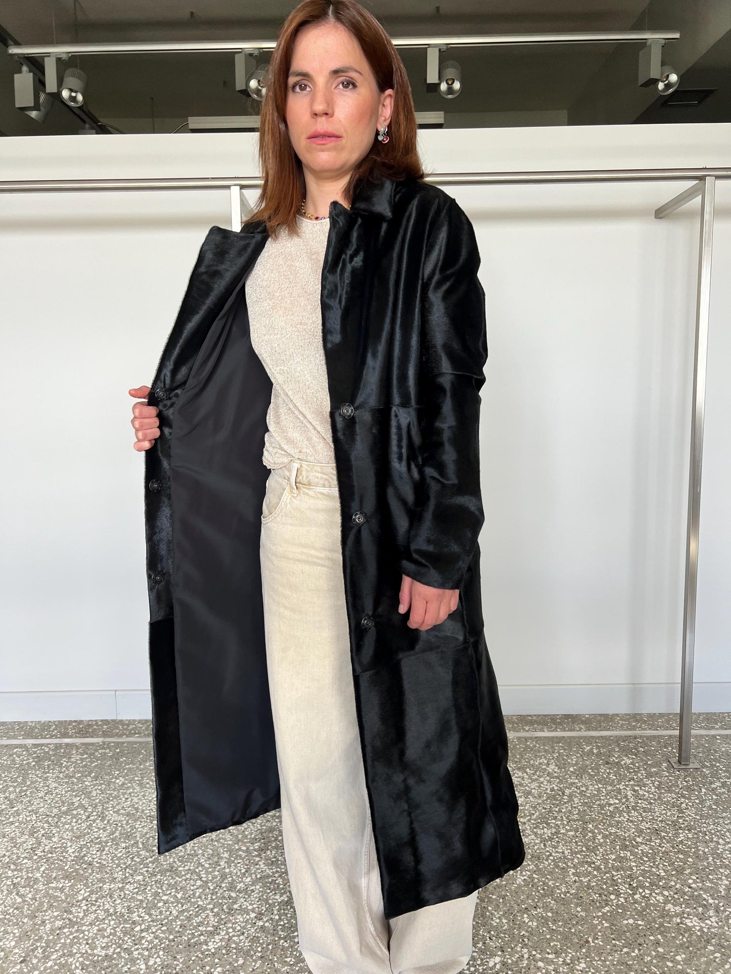 Handmade Hair-On Calf Leather Coat - Slim Fit Transitional Jacket