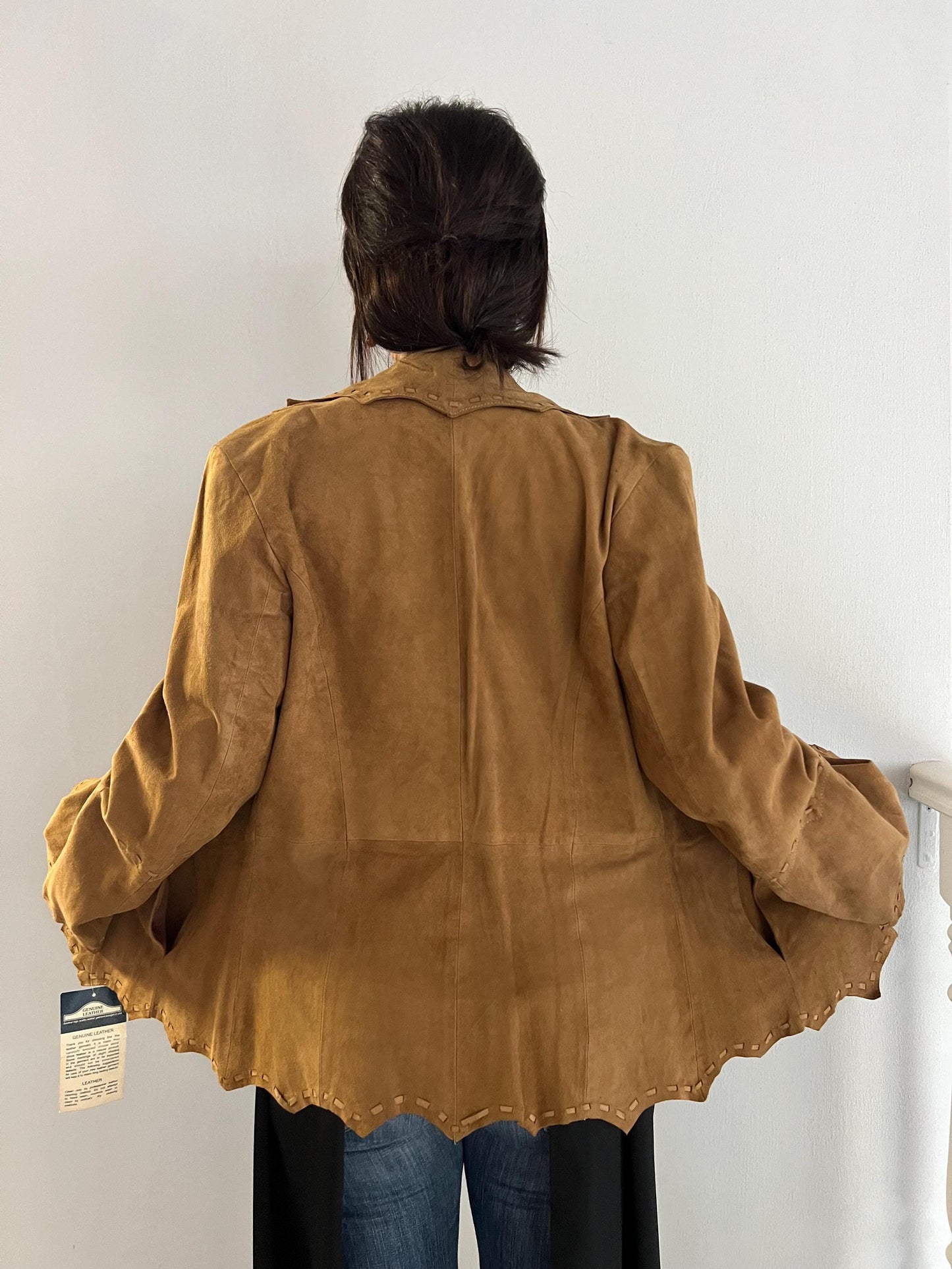 Handcrafted Suede Leather Cropped Jacket: Camel Unlined Blazer
