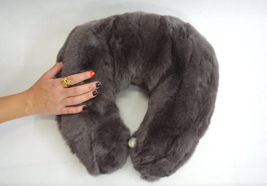 Rex Rabbit Fur Travel Pillow: Ergonomic Neck Support