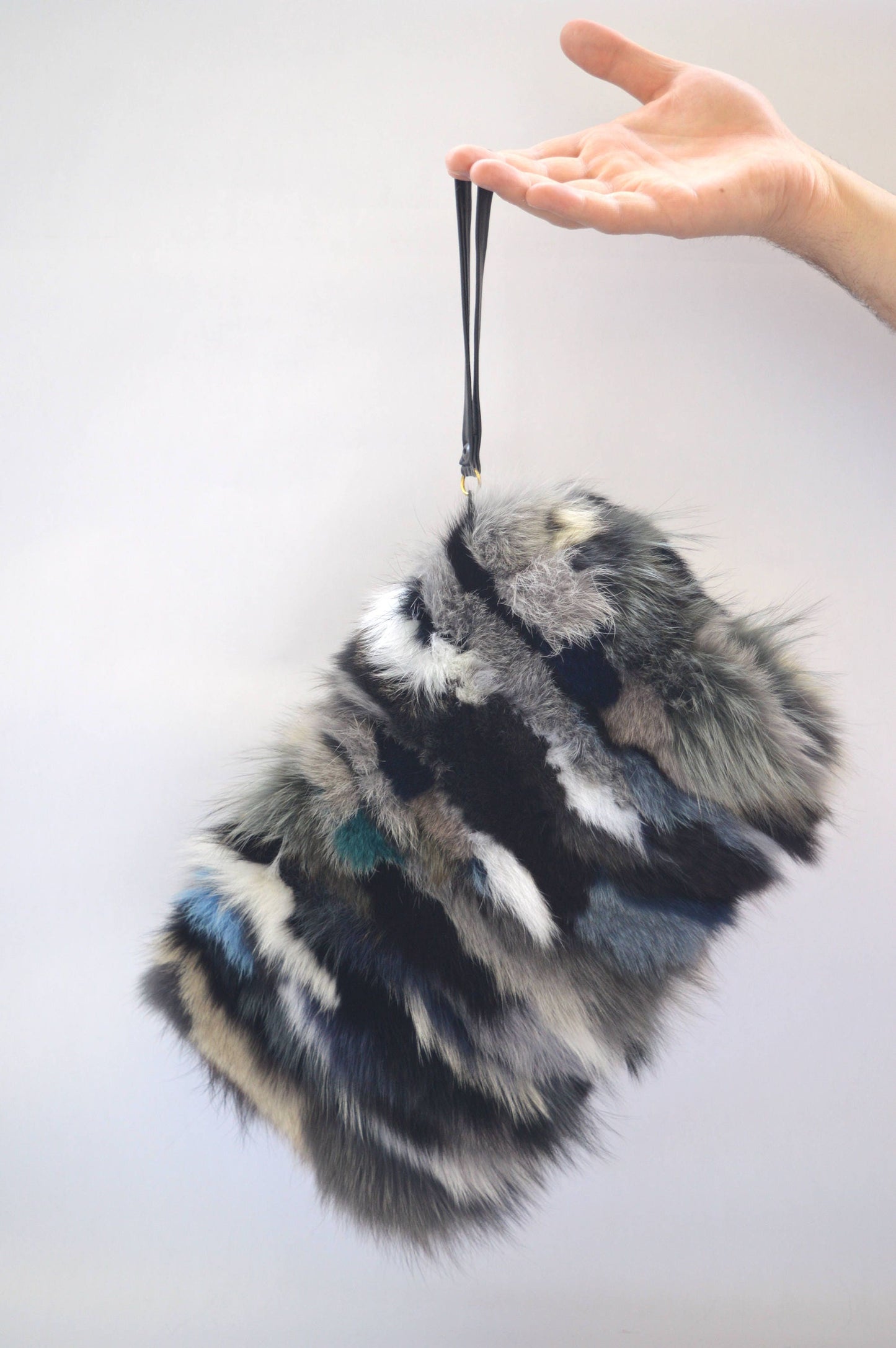 Real Fox Fur Clutch Bag: Leather Wristlet, Evening Purse