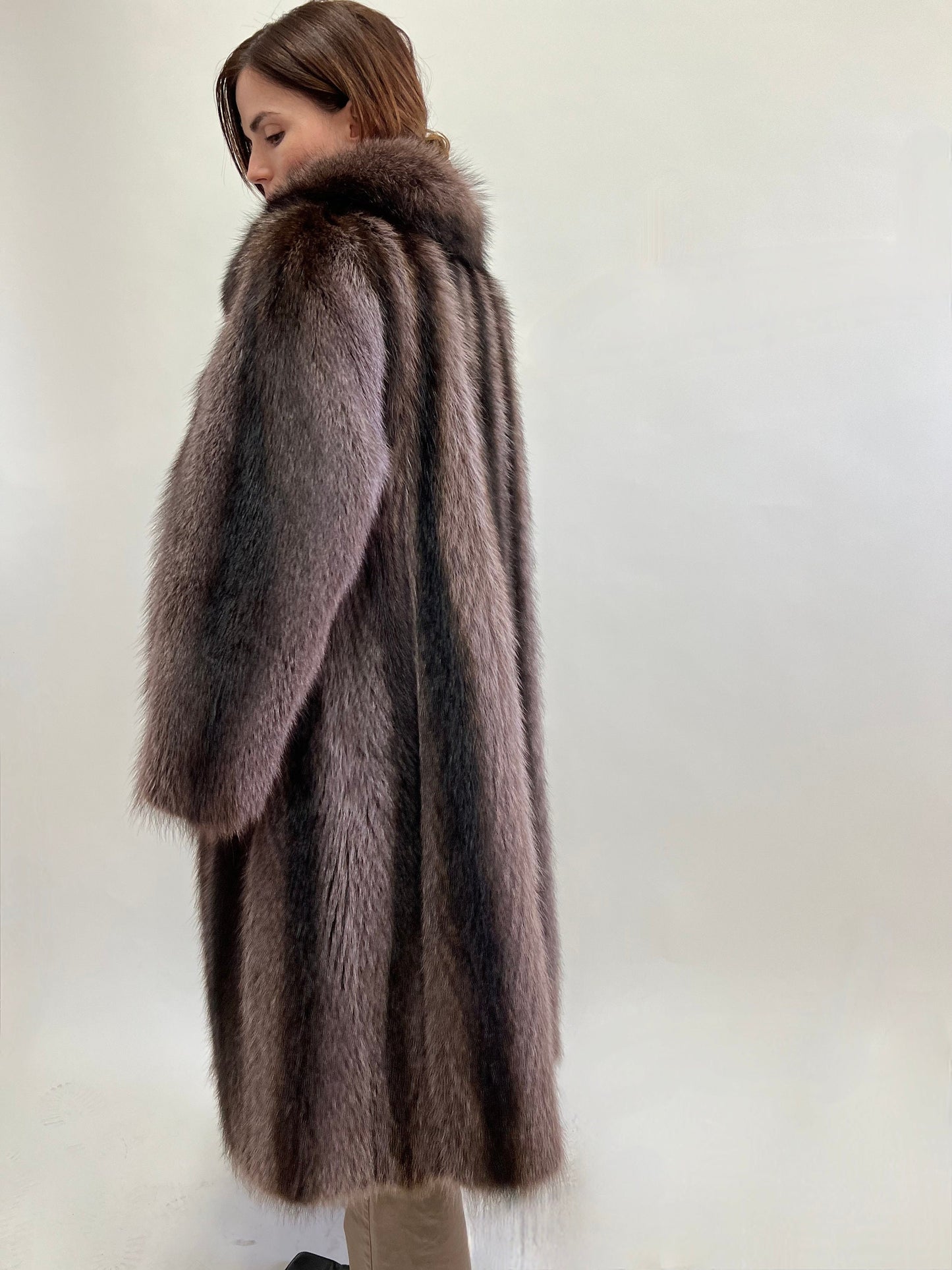 Real Grey Raccoon Fur Coat: Full Length Godet, Plus Size