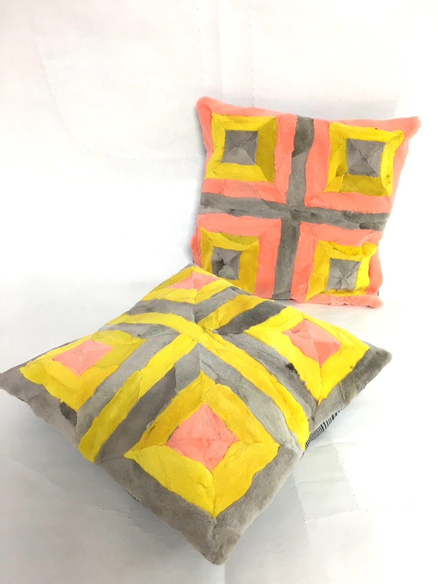 Colorful Sheared Fox Fur Pillow Cover: Home Decor Cushion (15x15 inches)
