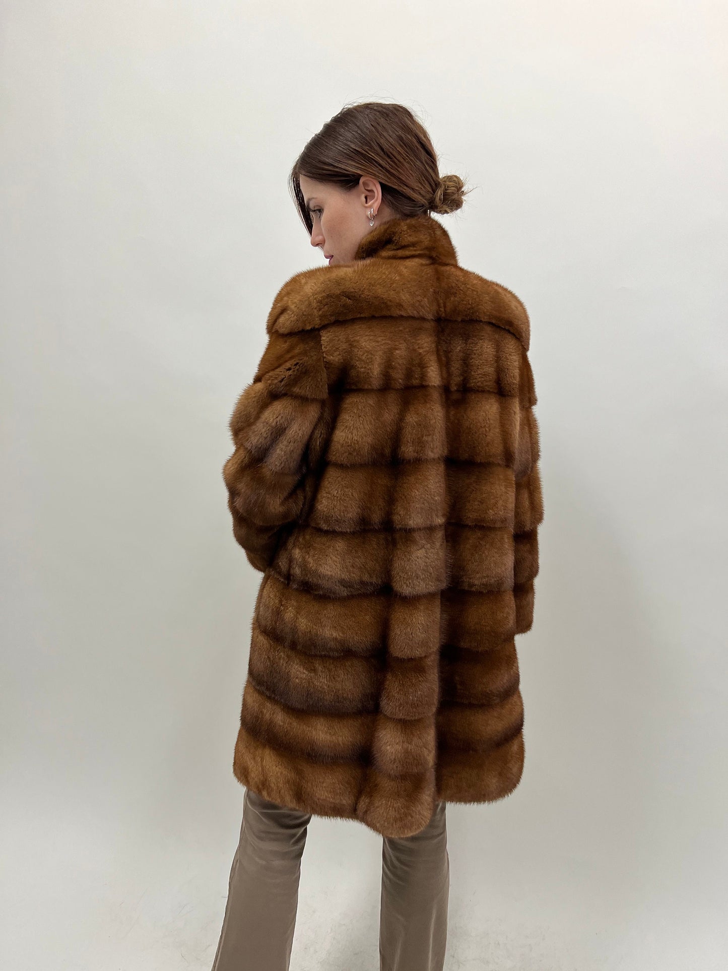 Golden Mink Fur Coat: Saga Lavish Full Skin Jacket, Size Medium