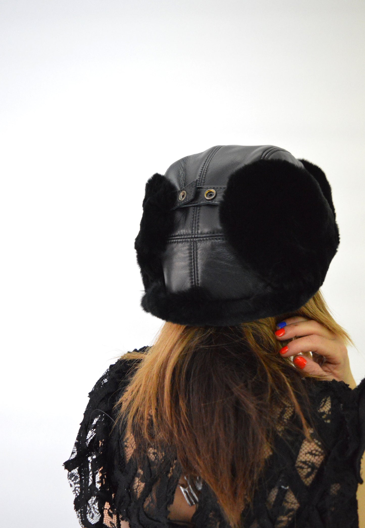 Leather Rabbit Fur Trapper Hat: Aviator Style, Warm Winter Hat
