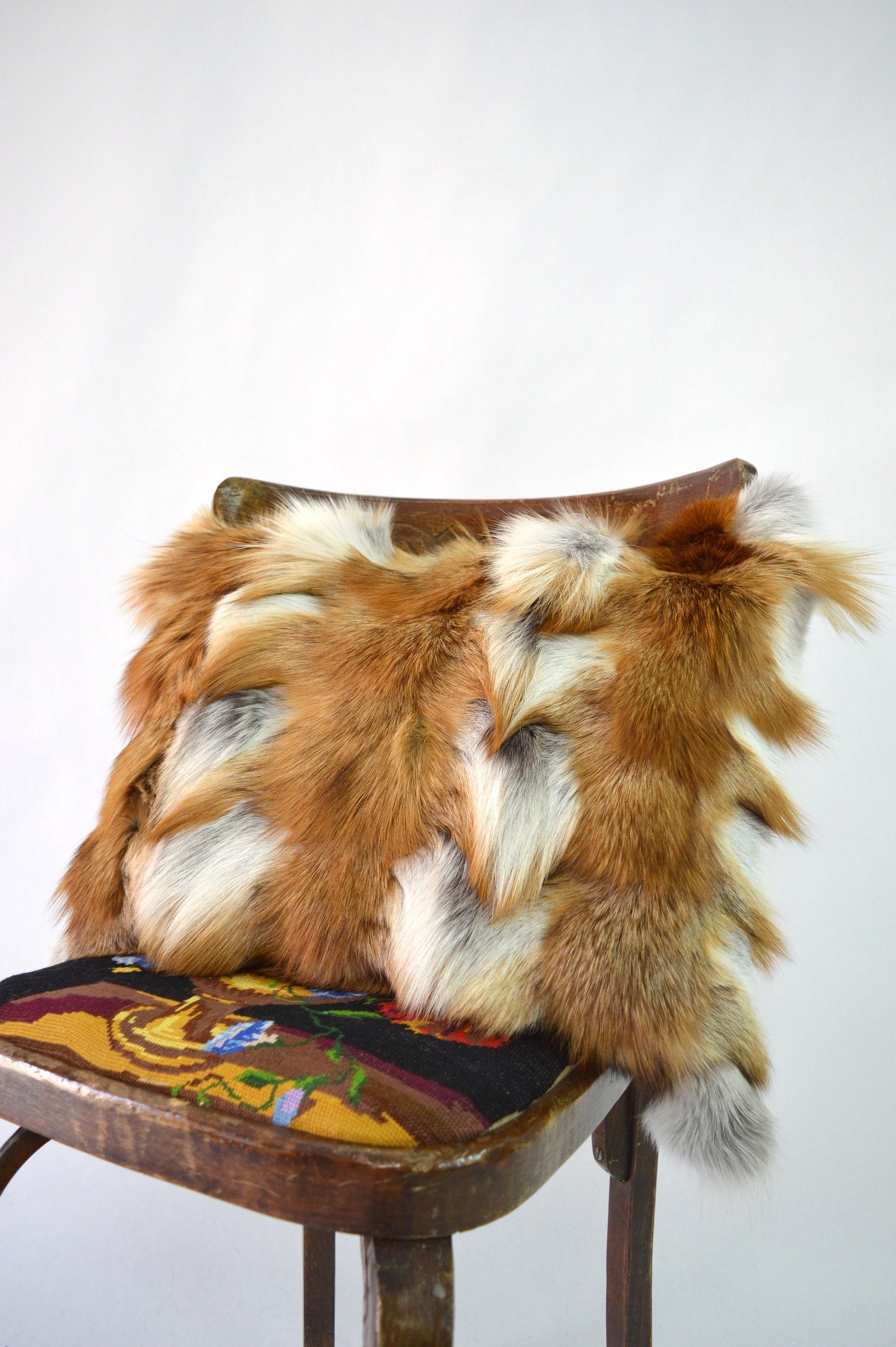 Red Fox Fur Pillow Cover: Canadian Fur Armchair Cushion