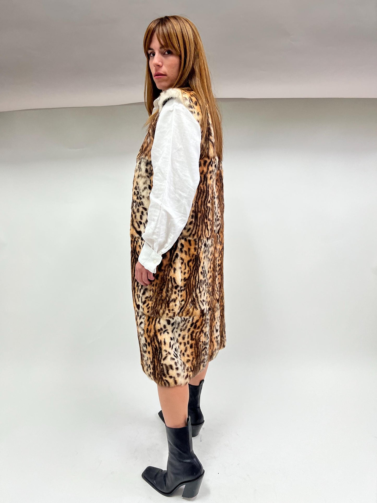 Leopard Print Rabbit Fur Vest - Edgy Style Jacket