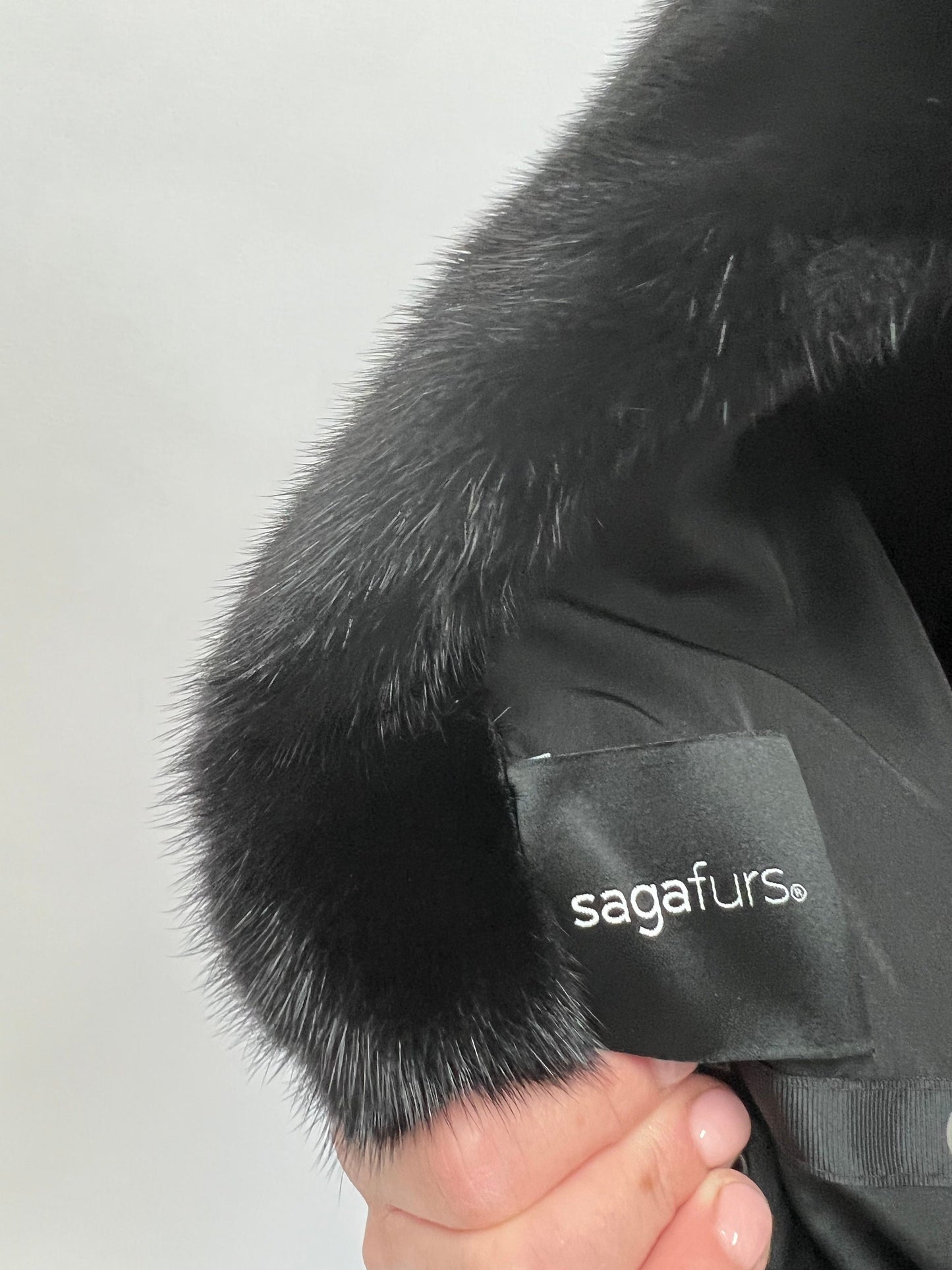 Black Mink Fur Coat: Saga Furs, Stand Up Collar