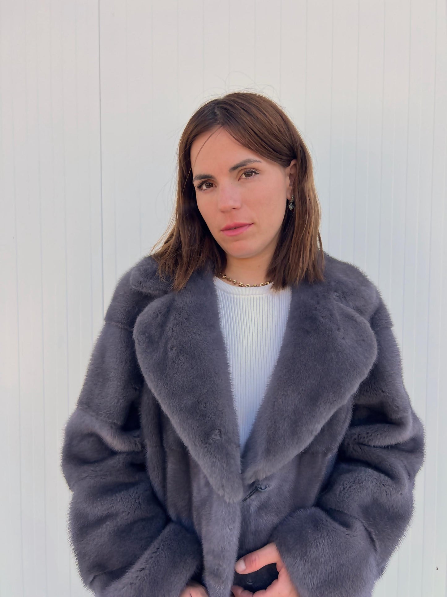 Gray-Blue Mink Fur Jacket – Saga Pelts, Notch Collar