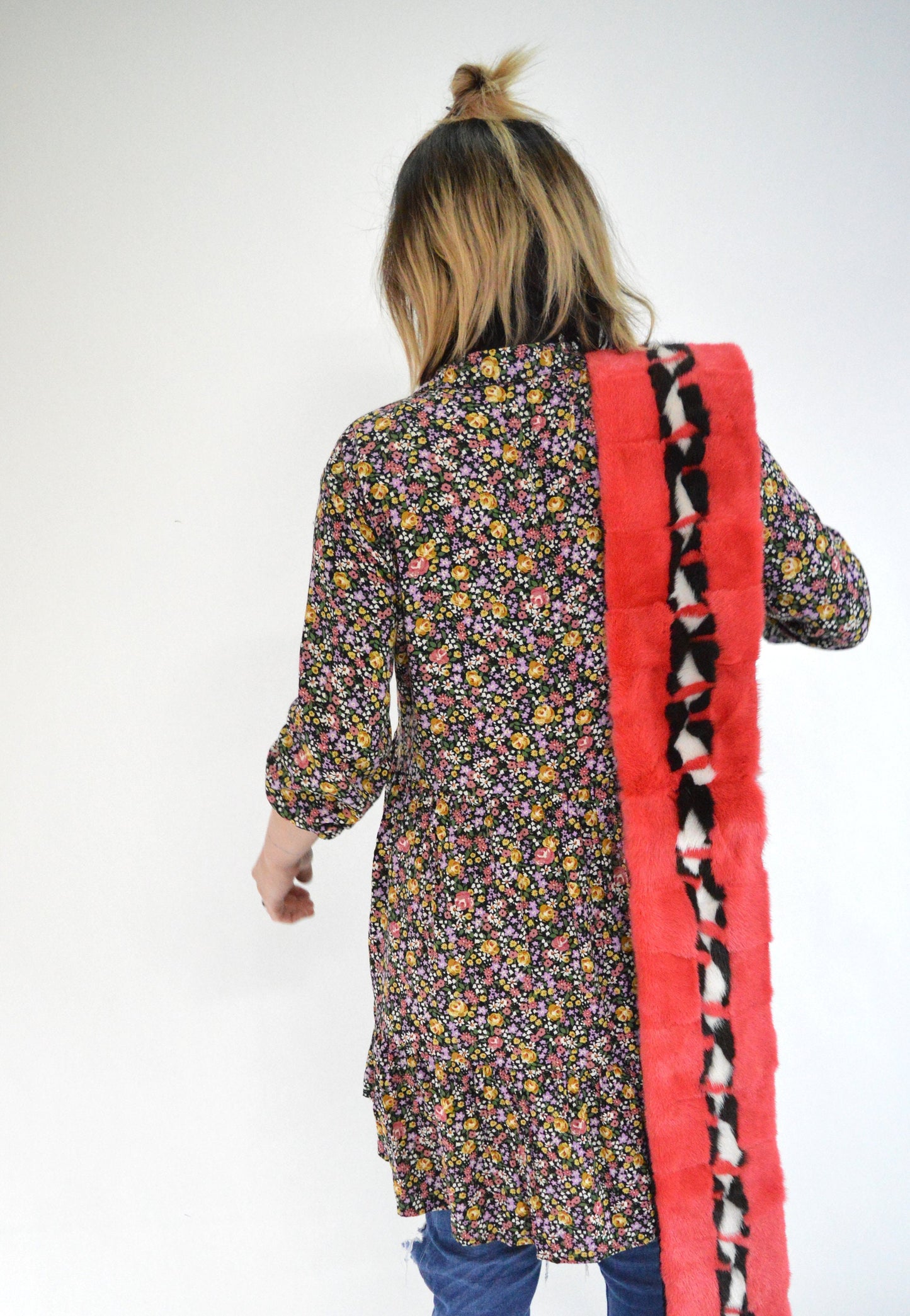 Multicolour Mink Fur Scarf: Handmade Neck Warmer Loop