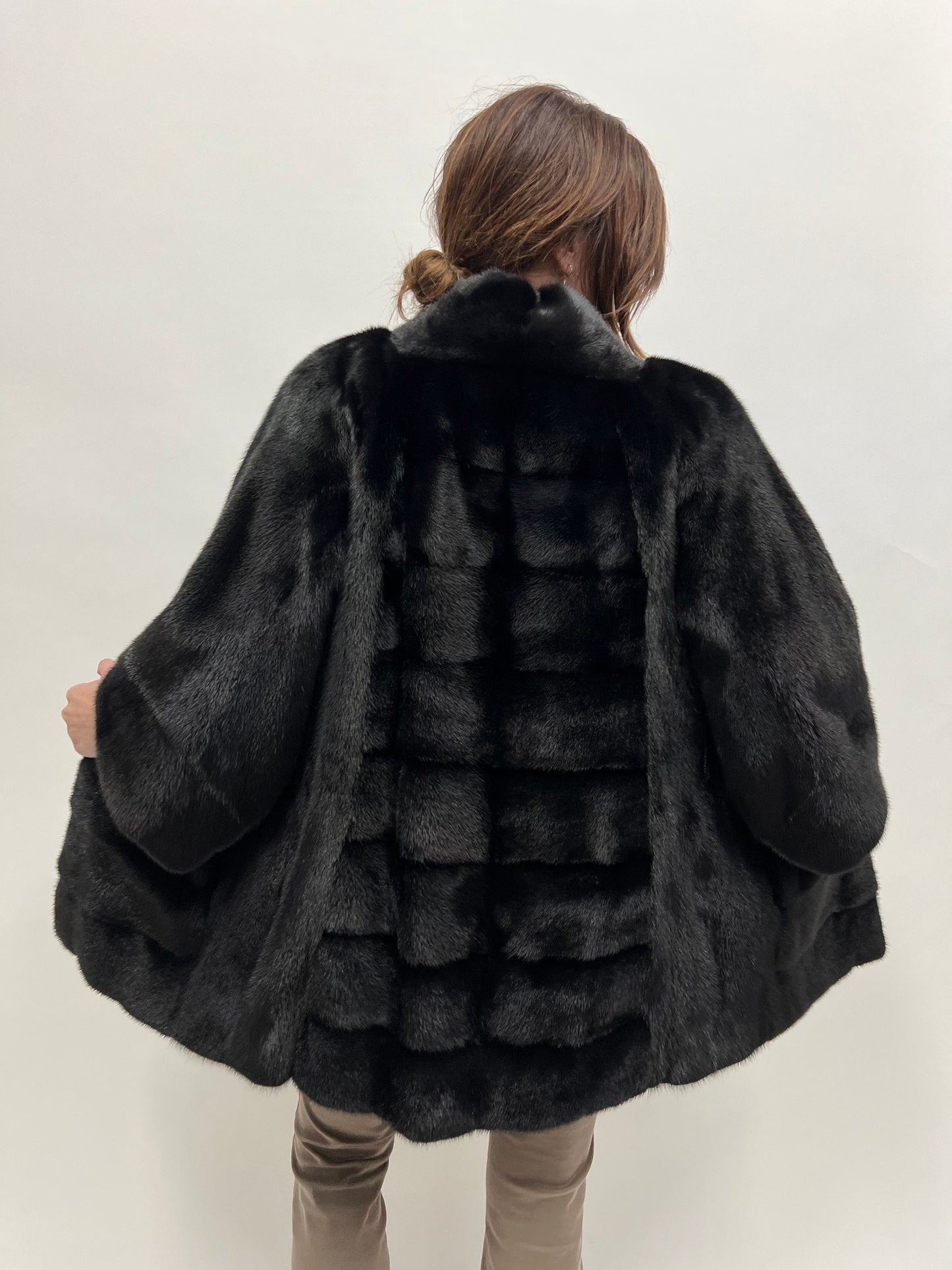 Saga Mink Fur Coat: Black Horizontal Collar Jacket