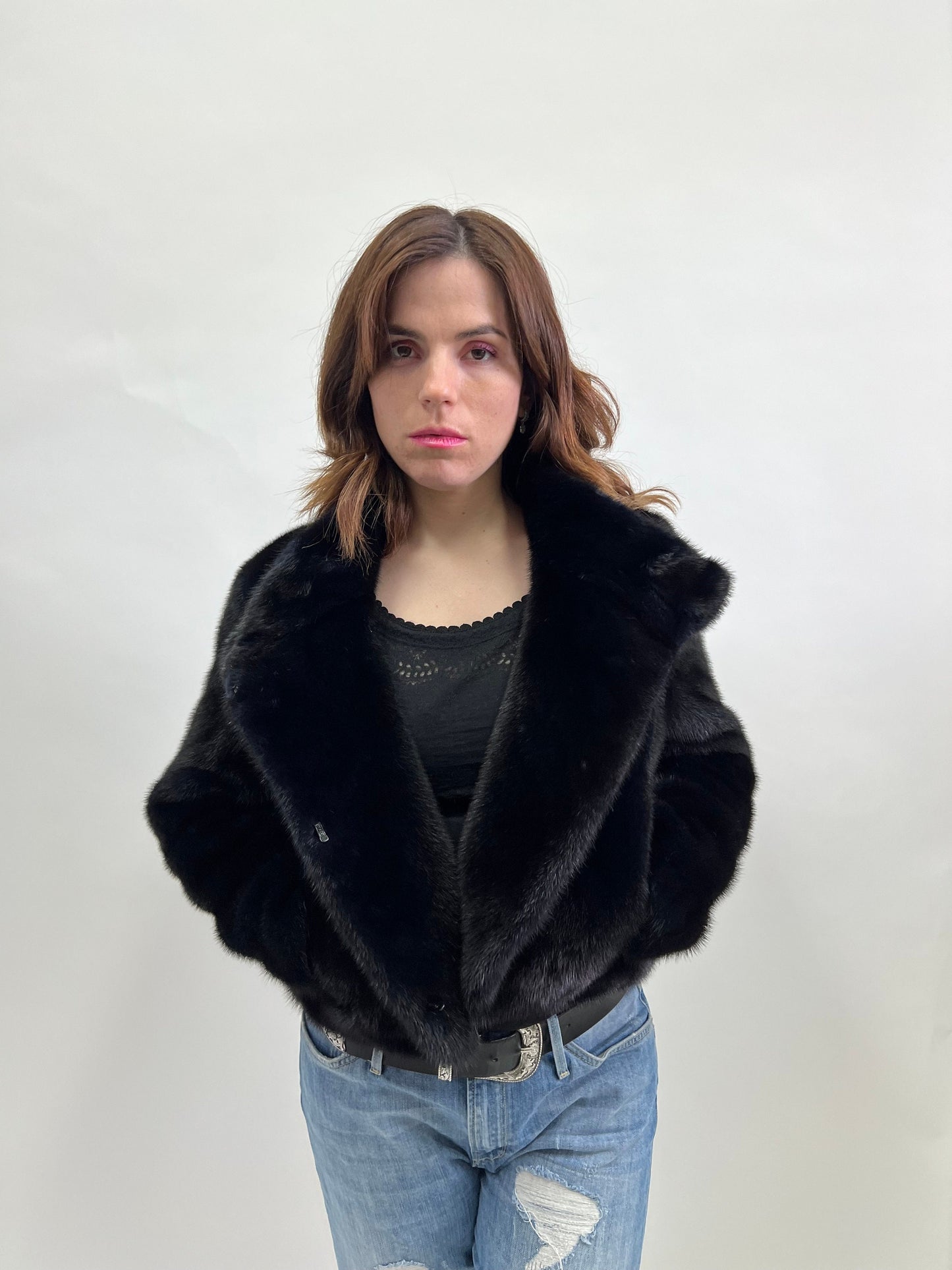 Mink Fur Bolero Jacket: Midnight Blue Copenhagen Fur, Size Small