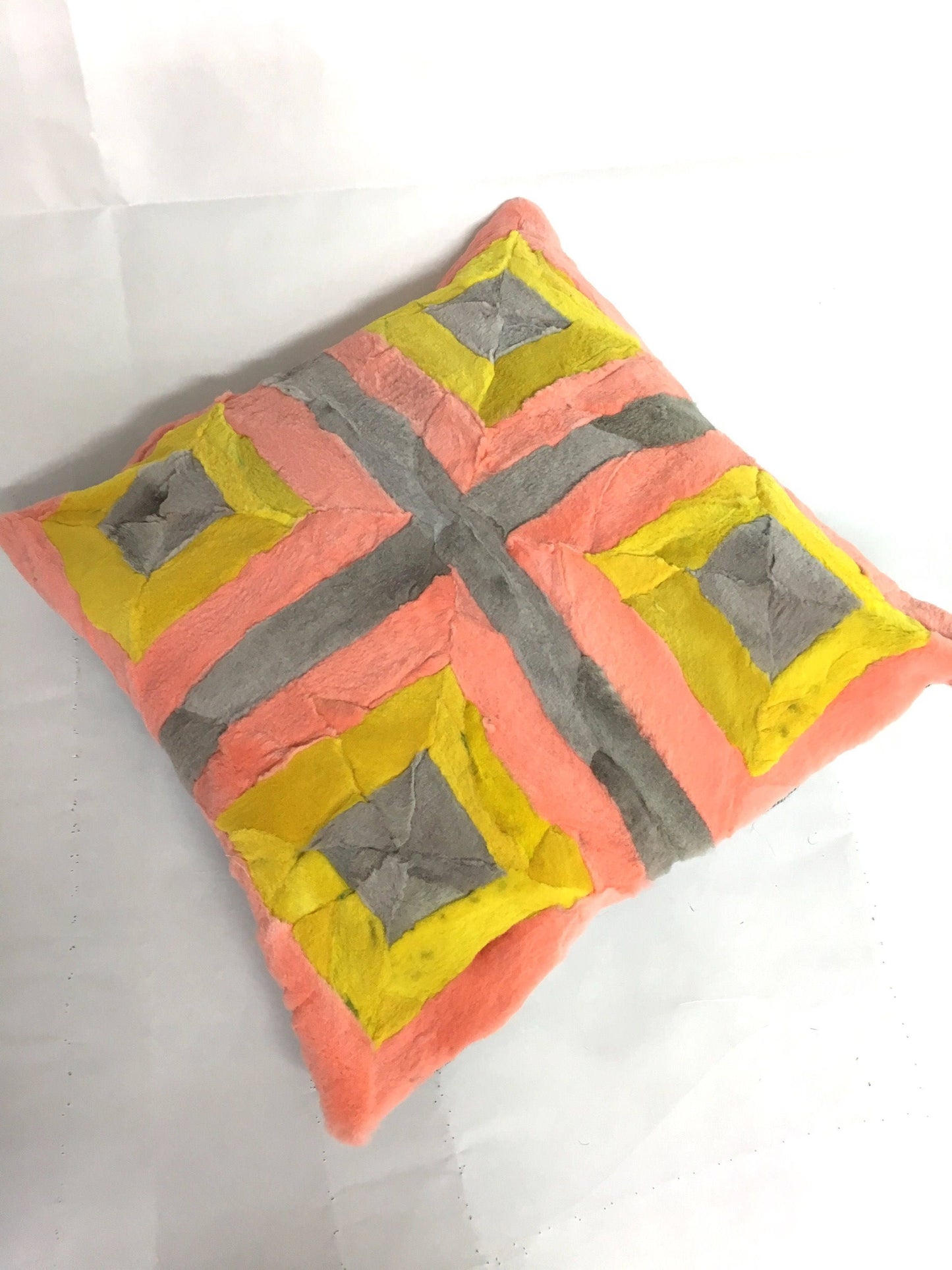 Colorful Sheared Fox Fur Pillow Cover: Home Decor Cushion (15x15 inches)
