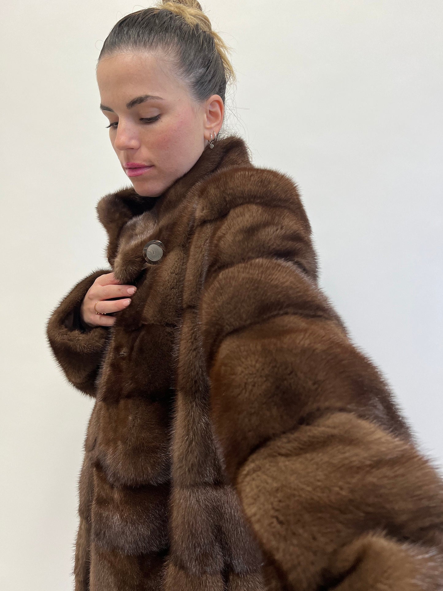 Brown Mink Fur Coat: Full Skin Jacket, Size Small
