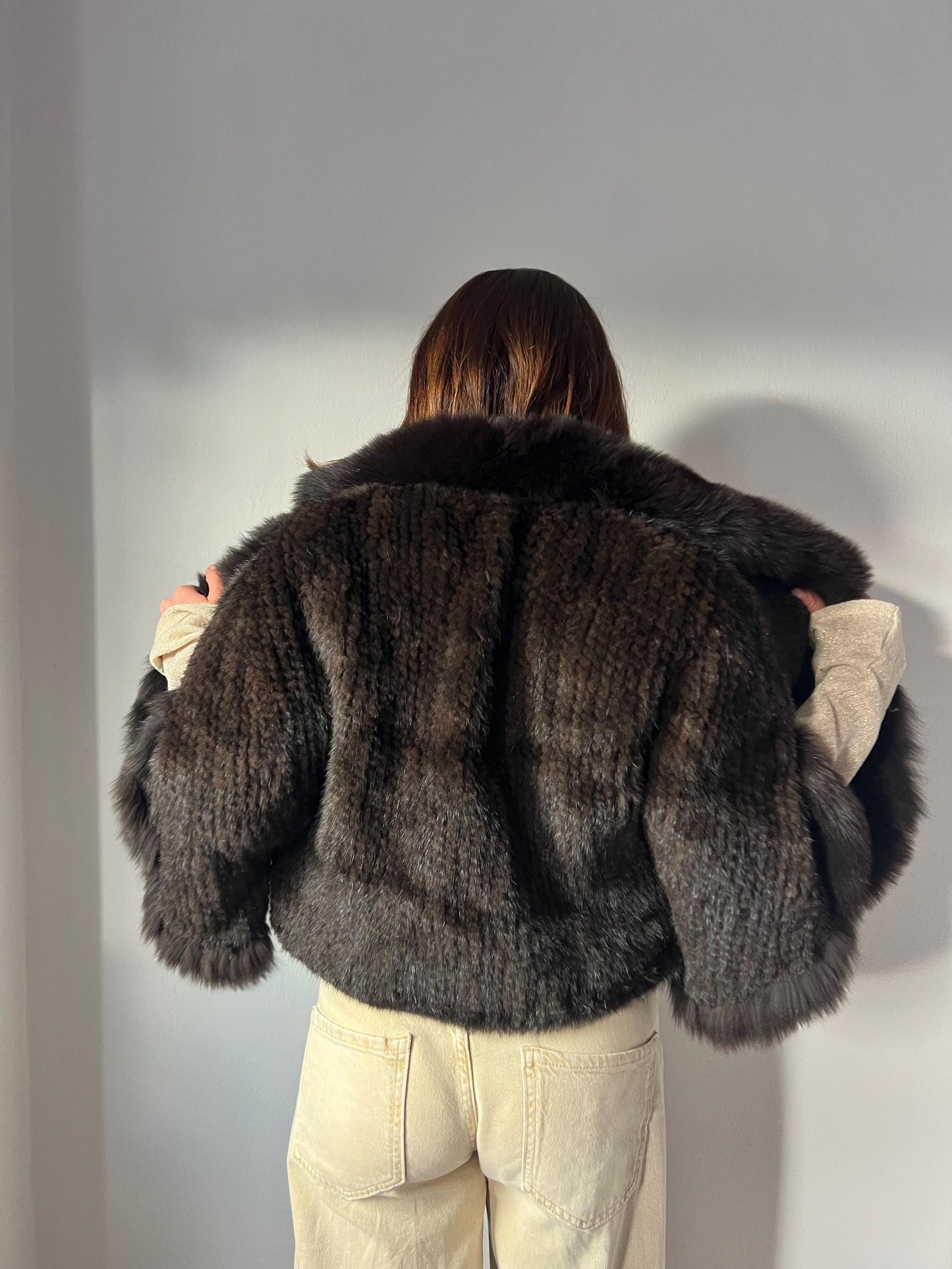 Handwoven Mink Fur Cape with Fox Trim - Made in Greece