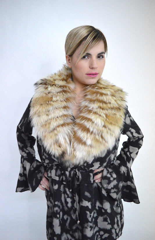 Real Beige Fox Fur Collar: Tan Brown Fur Stole, Luxury Gift
