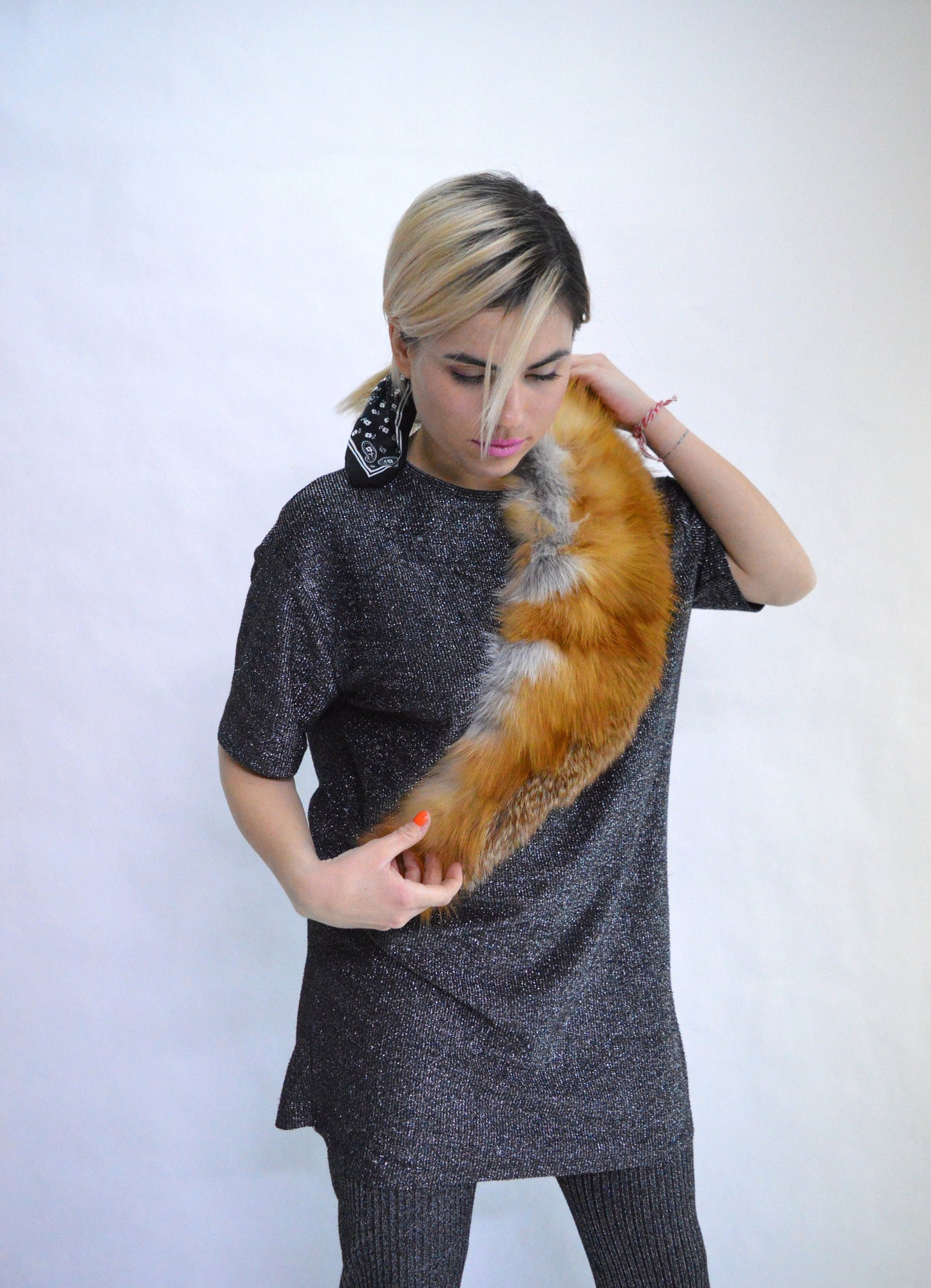 Red Fox Fur Collar Scarf: Genuine Fur Neck Warmer