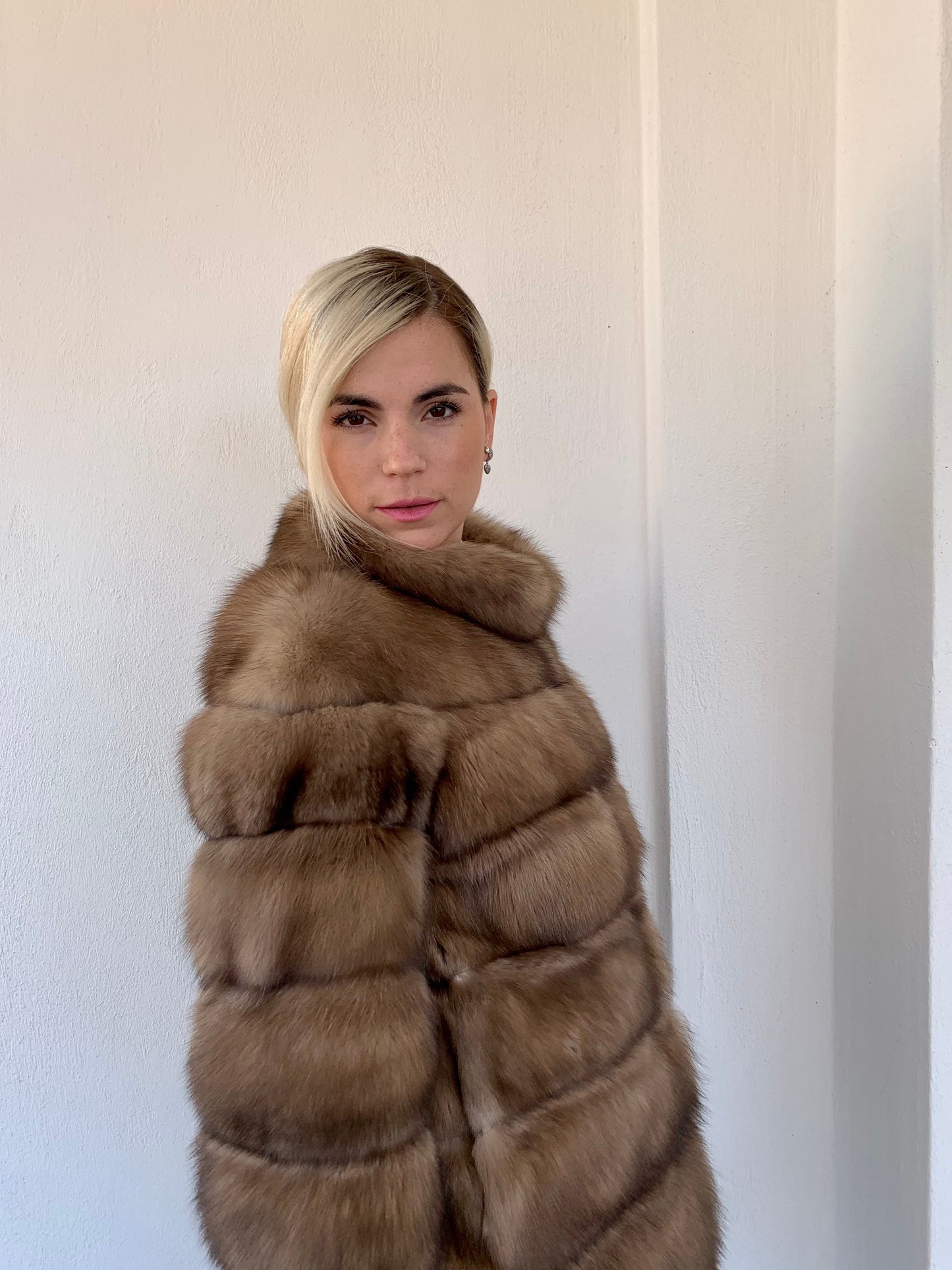 Real Sable Fur Jacket: Tortora Suede Front, Cashmere Lining