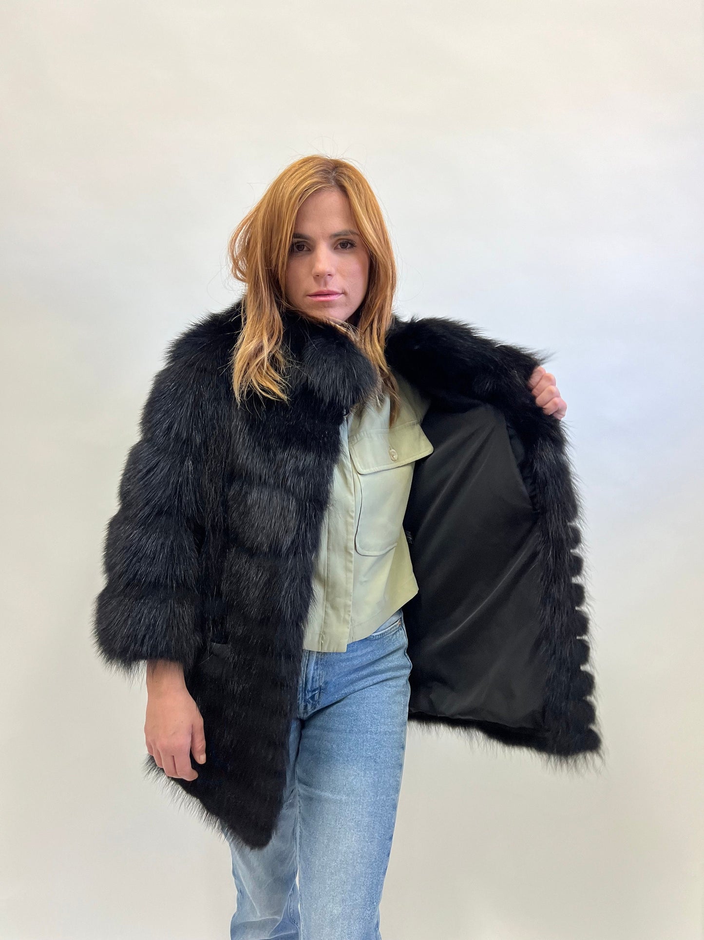 Handmade Black Raccoon Fur Jacket: Winter Everyday Coat