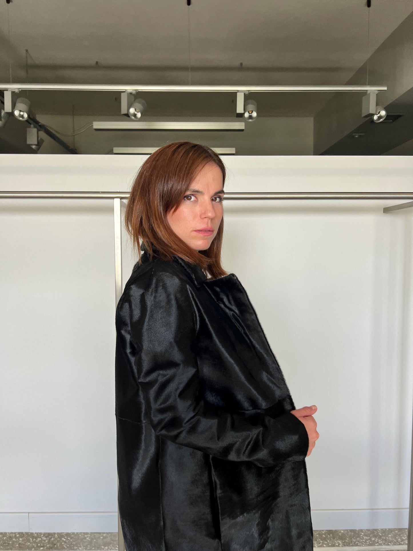 Handmade Hair-On Calf Leather Coat - Slim Fit Transitional Jacket