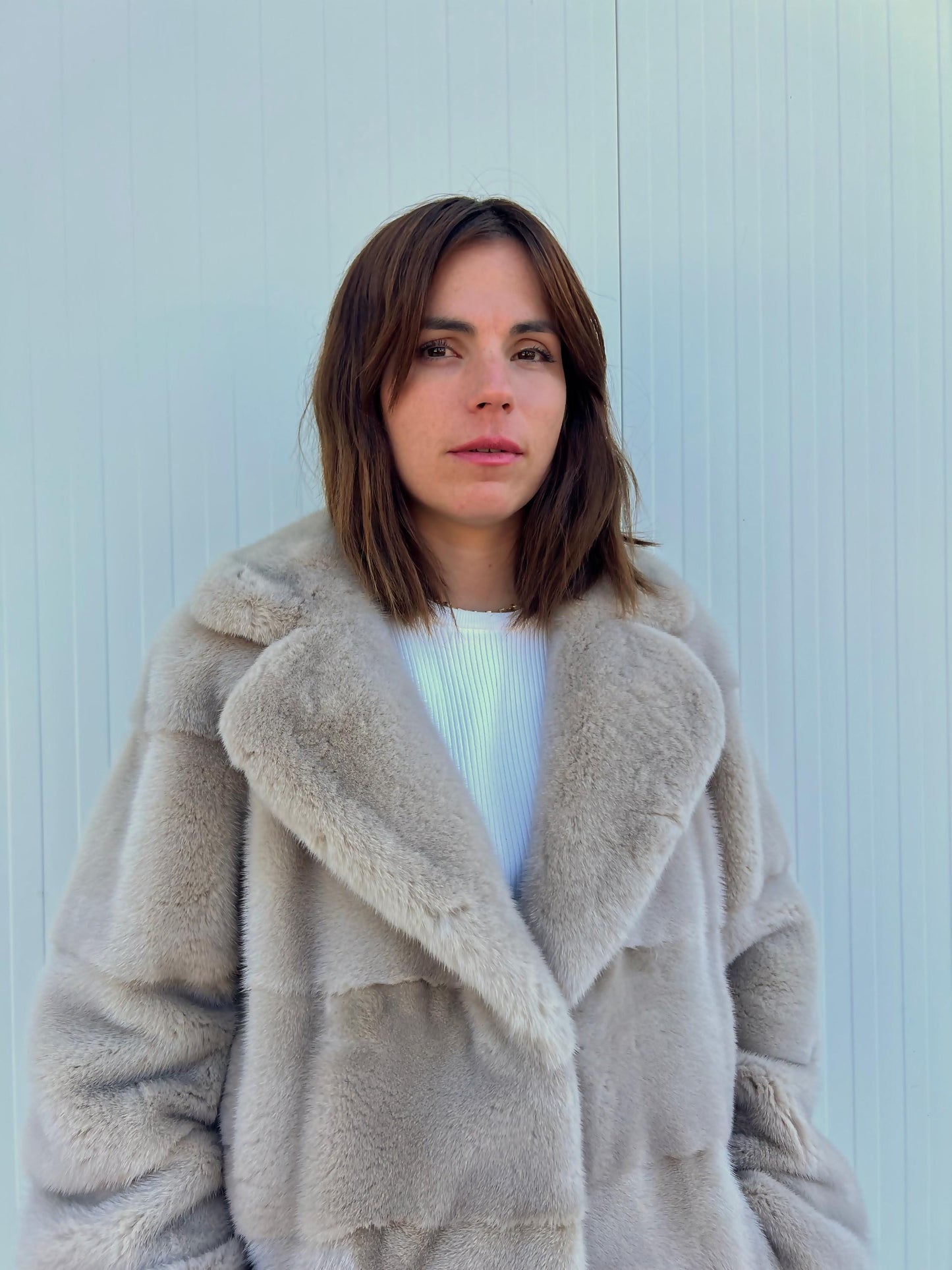Genuine Cream Mink Fur Jacket, Saga Mink Pelts, Handmade in Greece