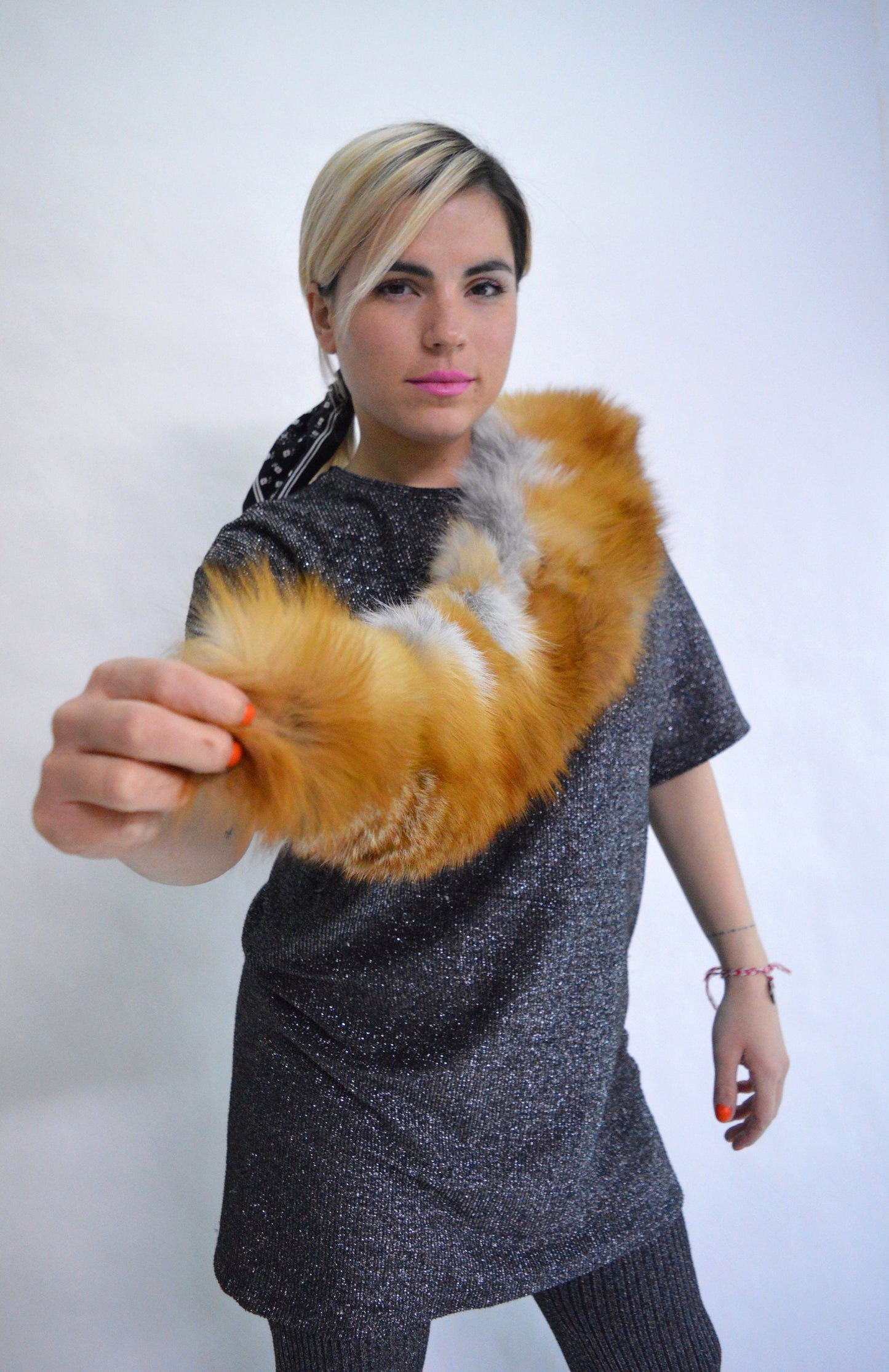 Red Fox Fur Collar Scarf: Genuine Fur Neck Warmer