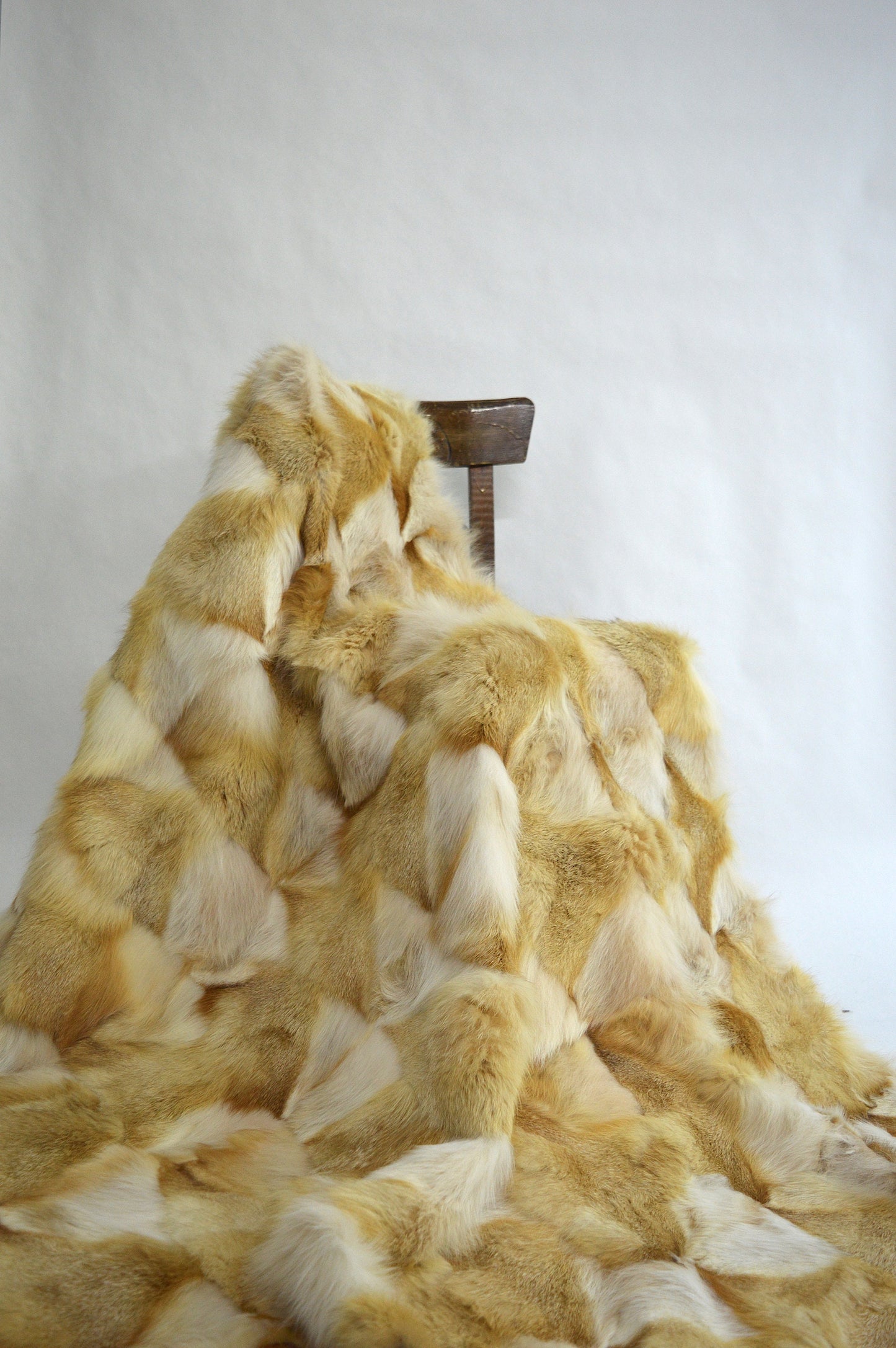 Real Fox Fur Throw Blanket: Decorative Fur Rug, Velour Lining