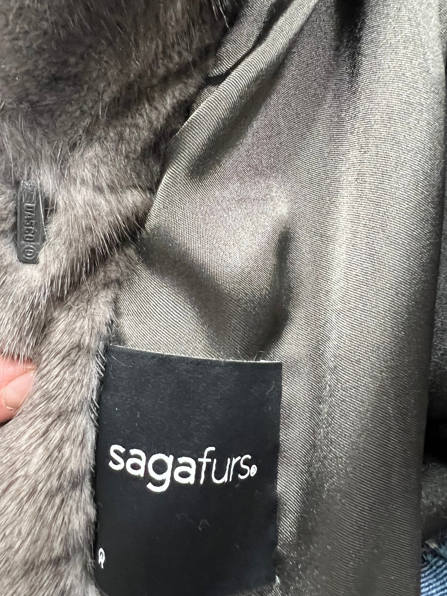 Saga Mink Fur Coat: Blue Iris Notch Collar, Let Out Technique