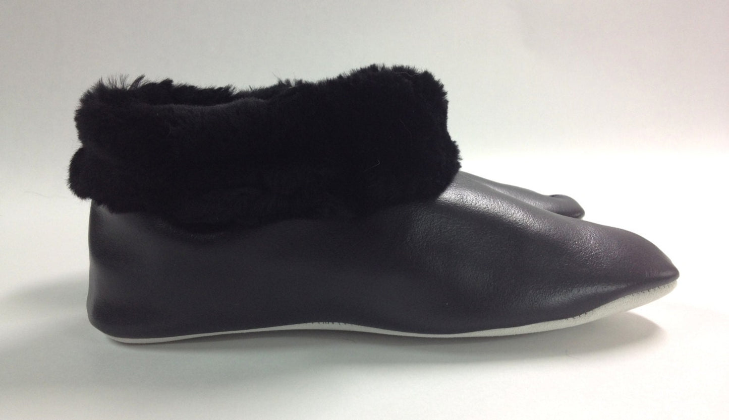 Black Shearling Slippers: Genuine Sheepskin Fur Shoes