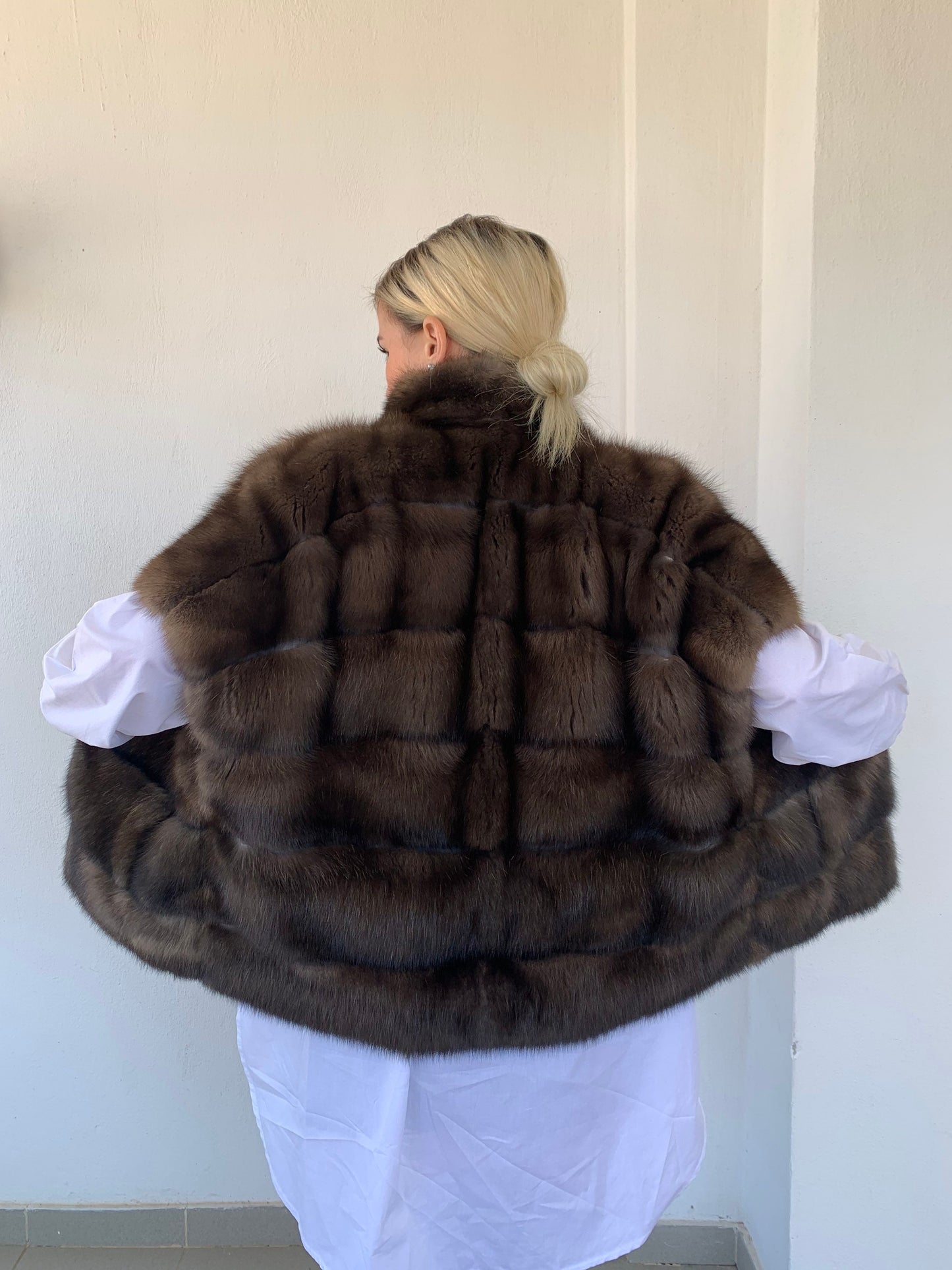 Barguzinsky Sable Fur Jacket: Brown Leather Trim, Cashmere Lined