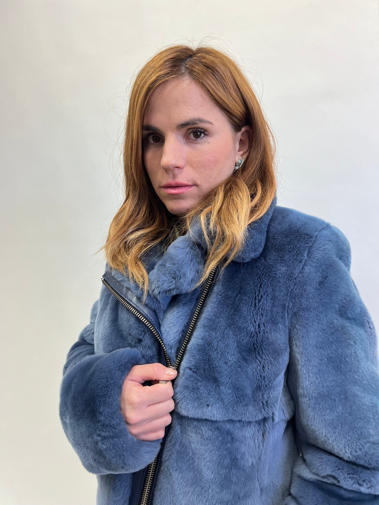 Rex Rabbit Fur Biker Jacket: Silver Hardware, Luxury Women's Gift