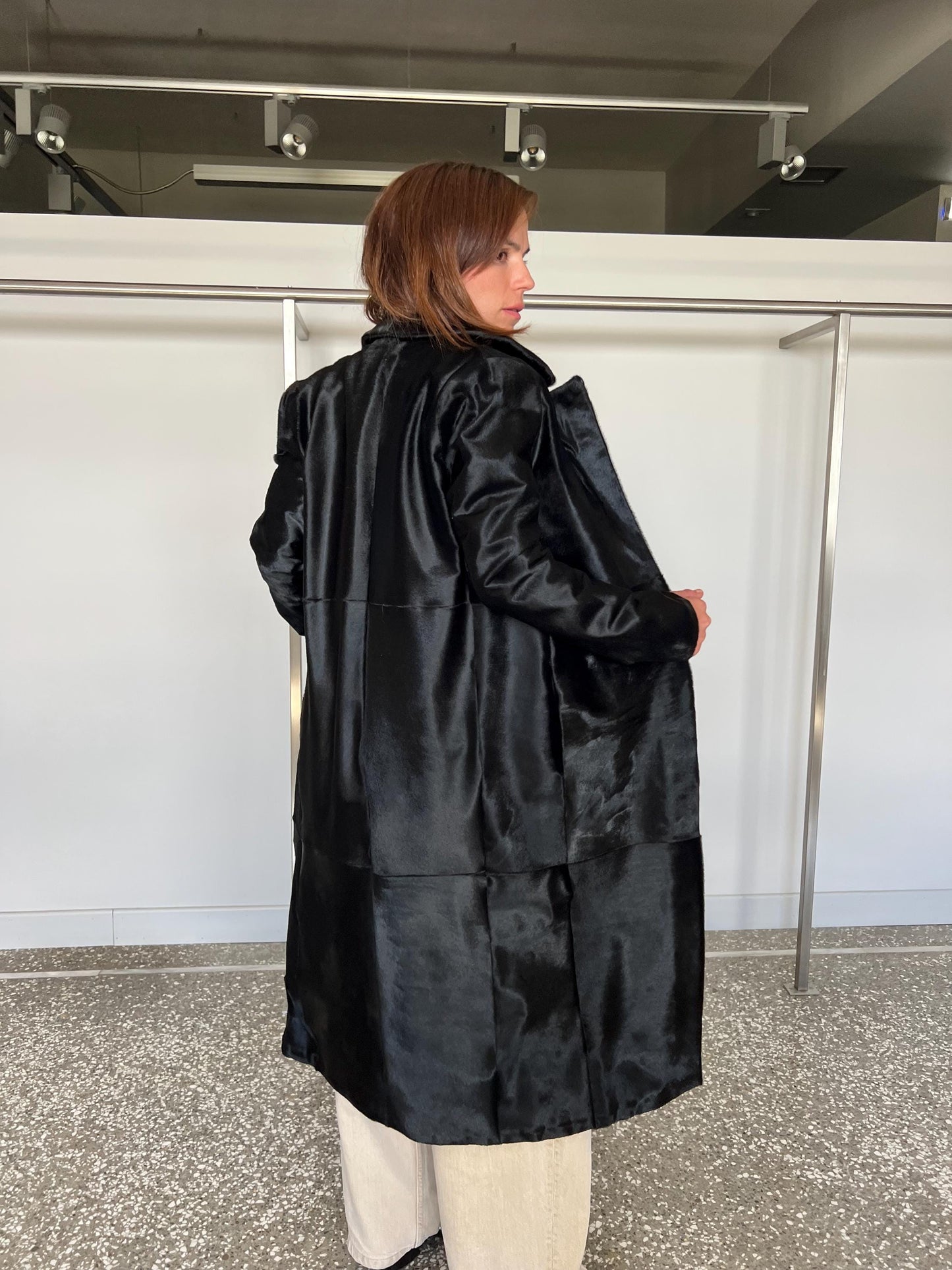 Handmade Hair-On Calf Leather Coat - Slim Fit Transitional Jacket